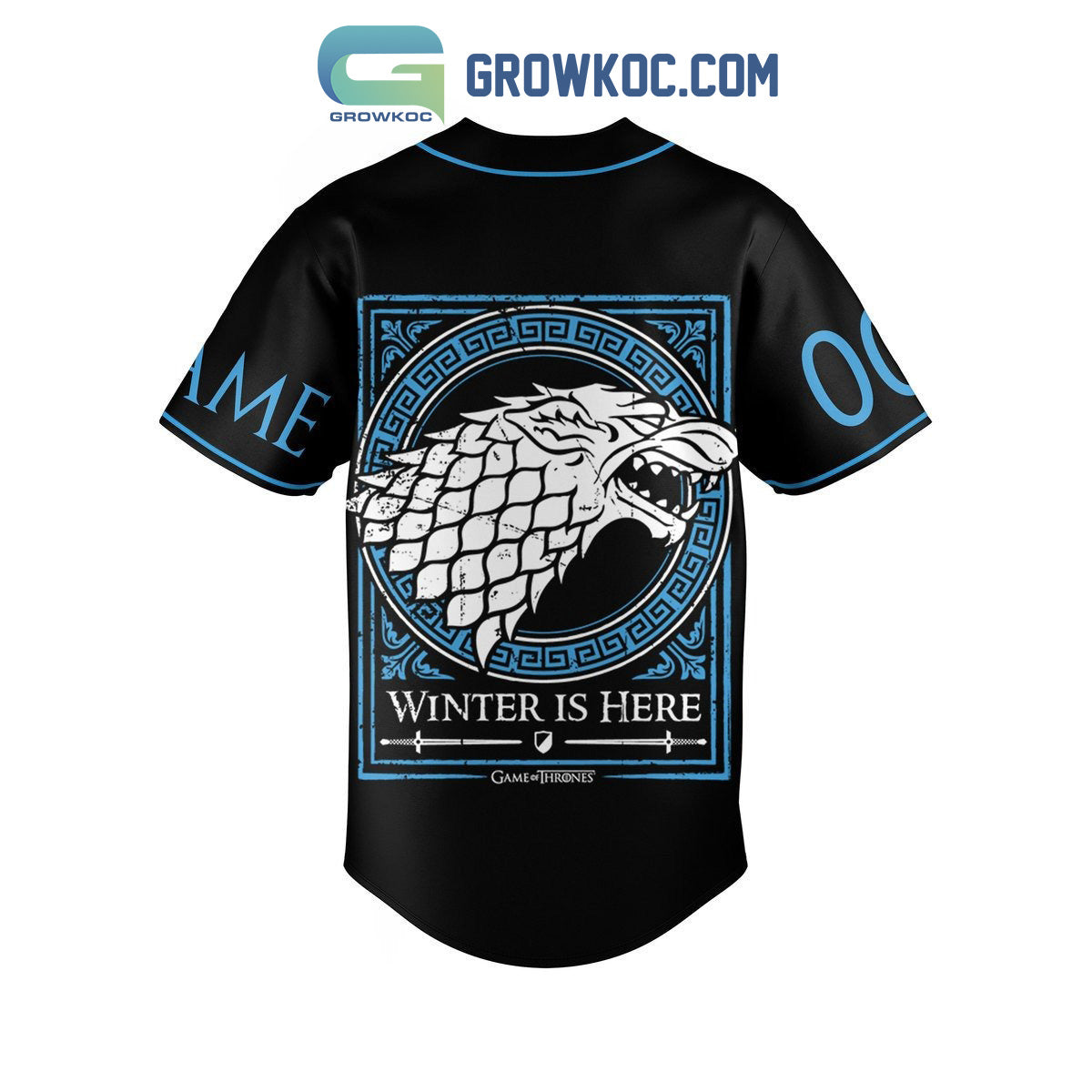Stark House Game Of Thrones Winter Is Here Personalized Baseball Jersey baseball jersey product view 2