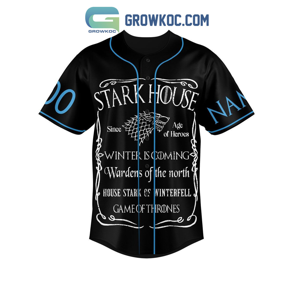 Stark House Game Of Thrones Winter Is Here Personalized Baseball Jersey baseball jersey product view 3