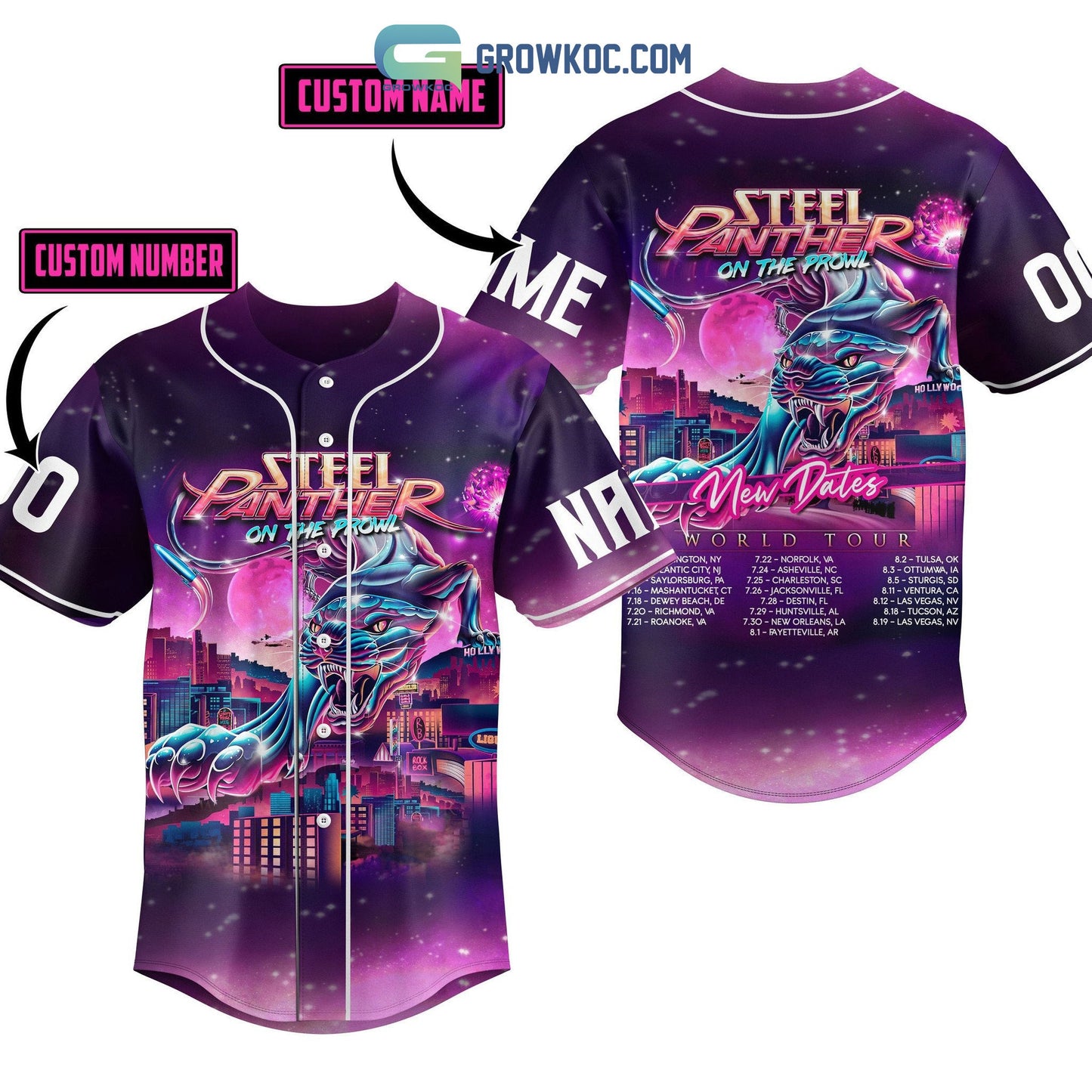 Steel Panther On The Prowl New Dates World Tour Personalized Baseball Jersey baseball jersey product view 1