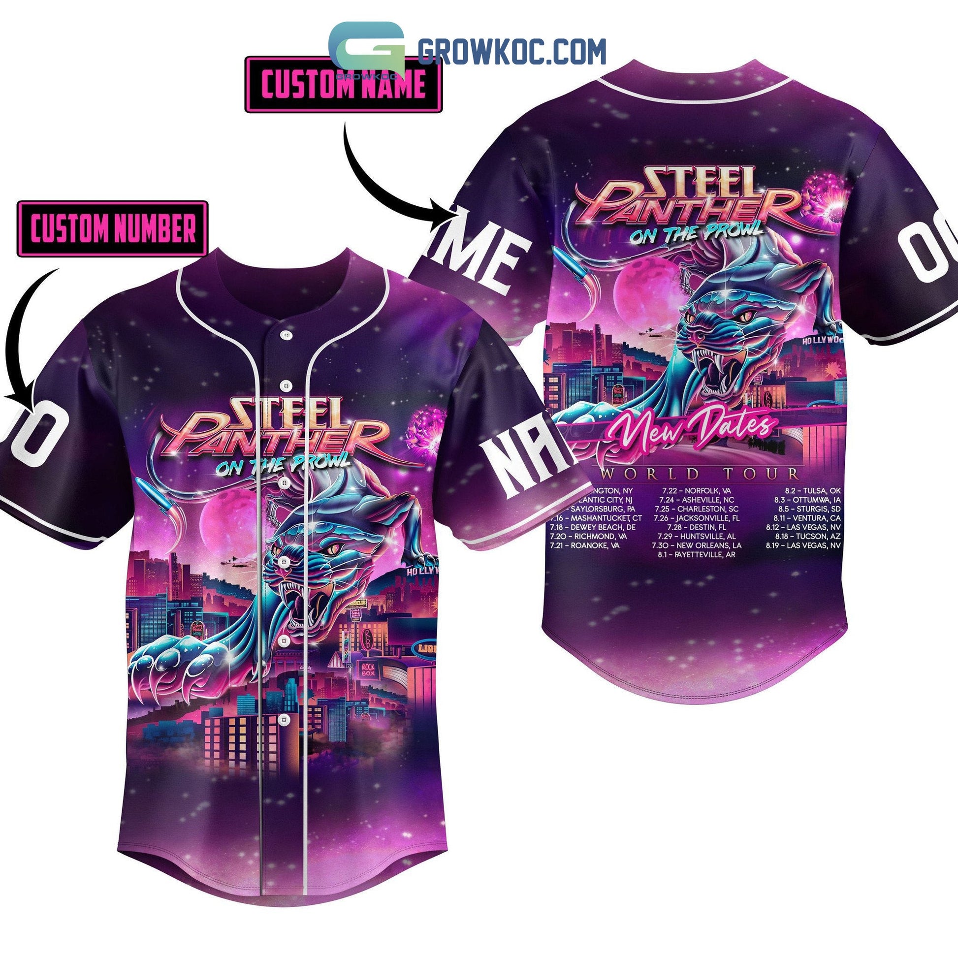 Steel Panther On The Prowl New Dates World Tour Personalized Baseball Jersey baseball jersey product view 1