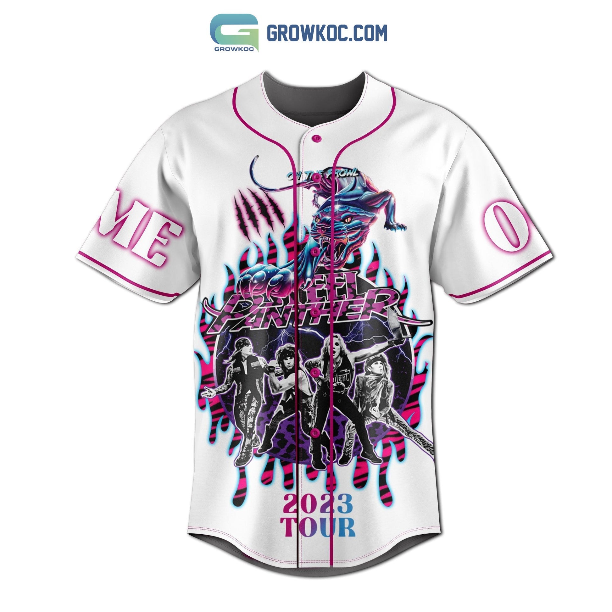 Steel Panther On The Prowl Tour 2023 White Design Personalized Baseball Jersey baseball jersey product view 2