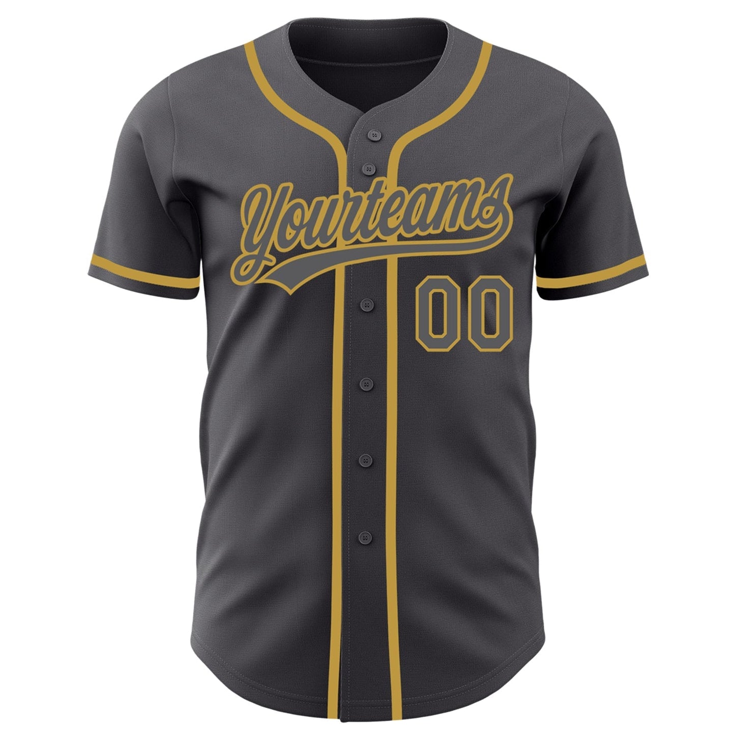Custom Steel Gray Old Gold Authentic Baseball Jersey baseball jersey product view 2