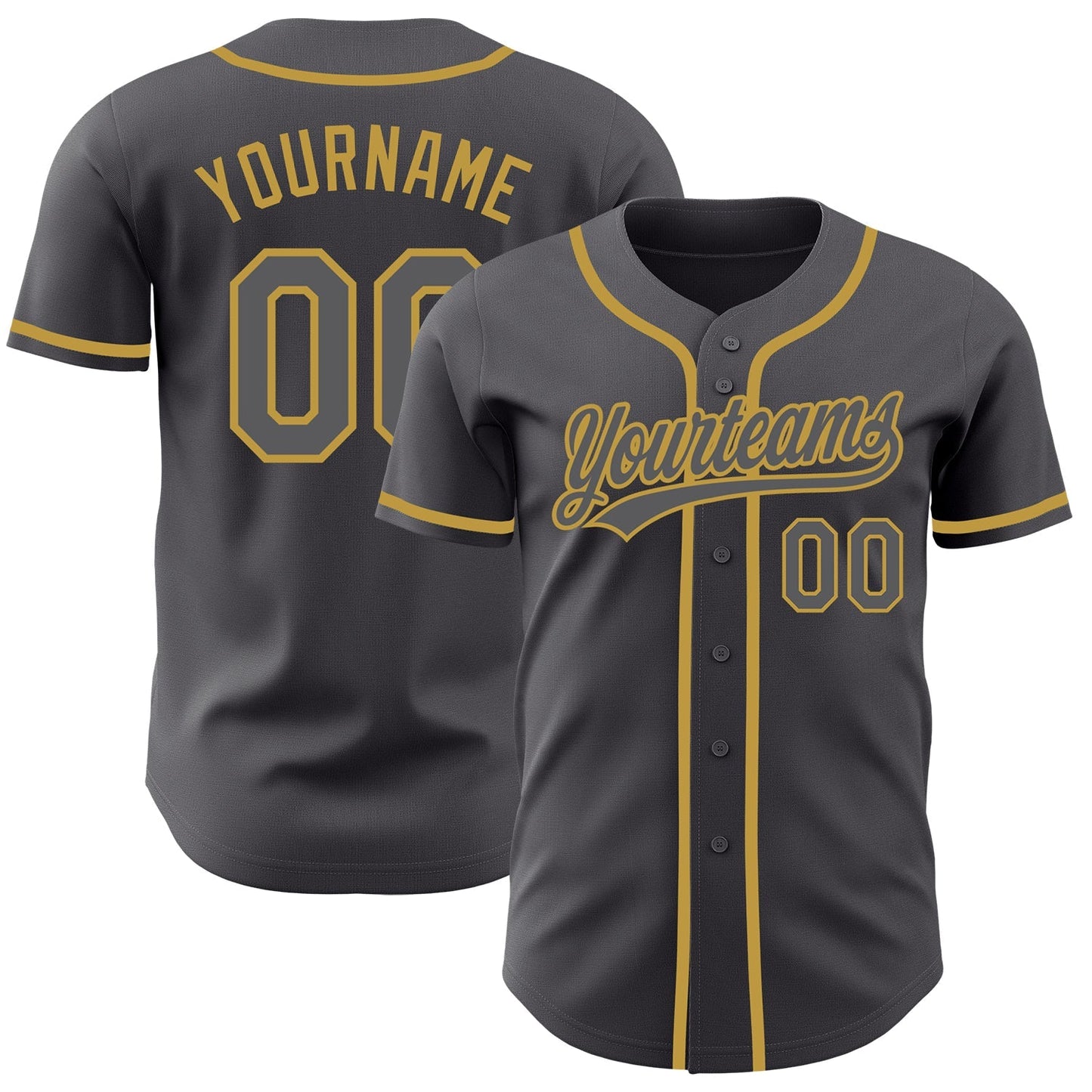 Custom Steel Gray Old Gold Authentic Baseball Jersey baseball jersey product view 1
