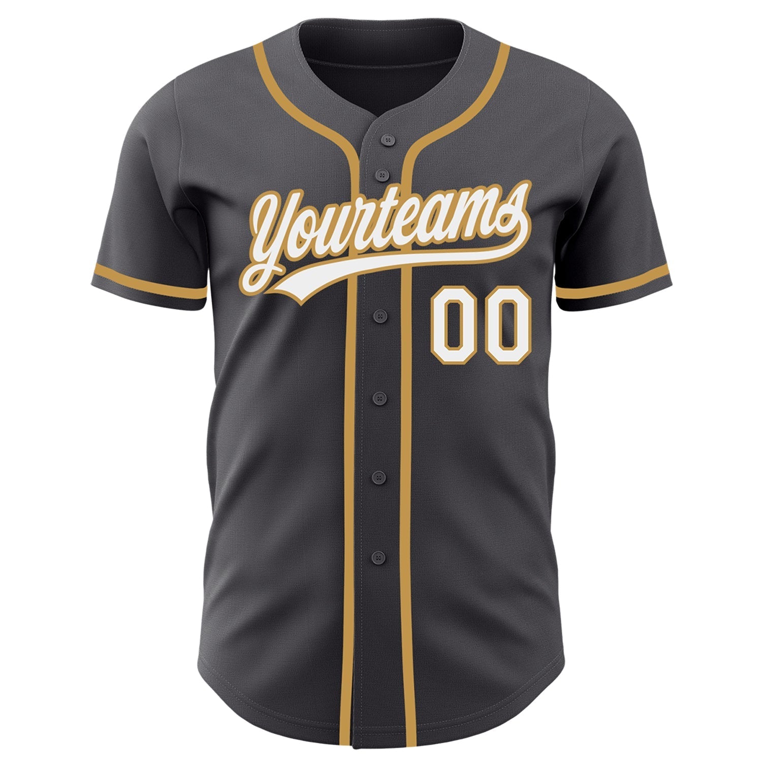 Custom Steel Gray White-Old Gold Authentic Baseball Jersey baseball jersey product view 2