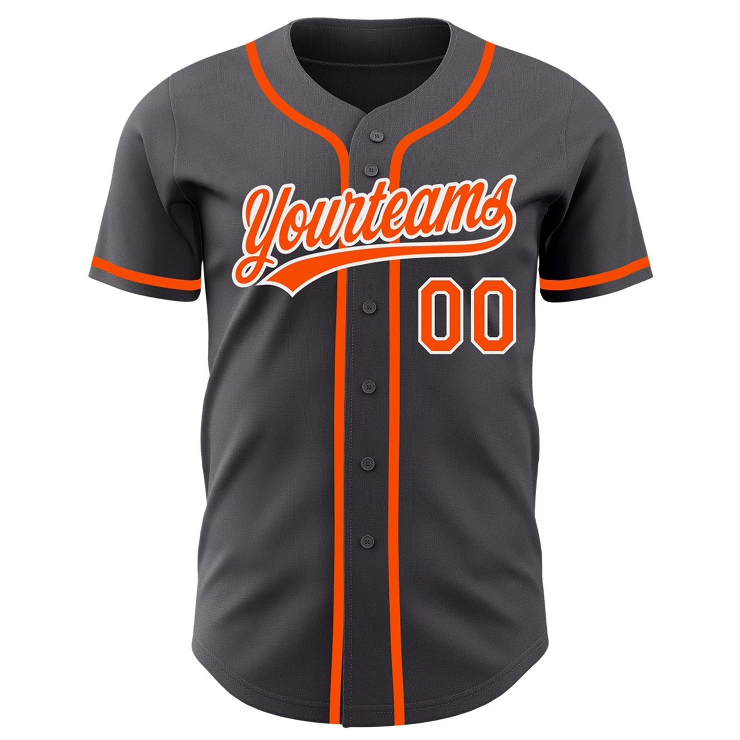 Custom Steel Gray Orange-White Authentic Baseball Jersey baseball jersey product view 3