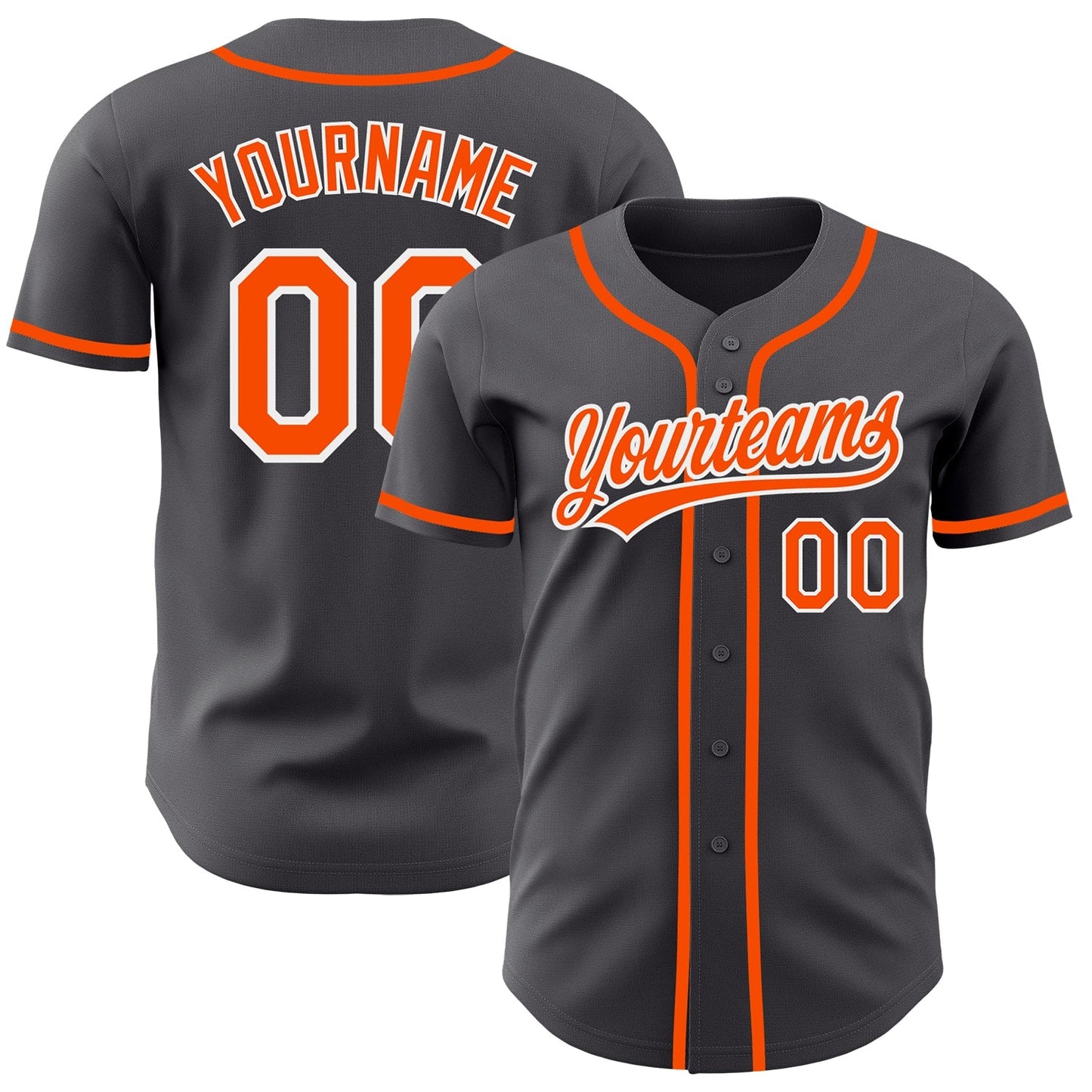 Custom Steel Gray Orange-White Authentic Baseball Jersey baseball jersey product view 1