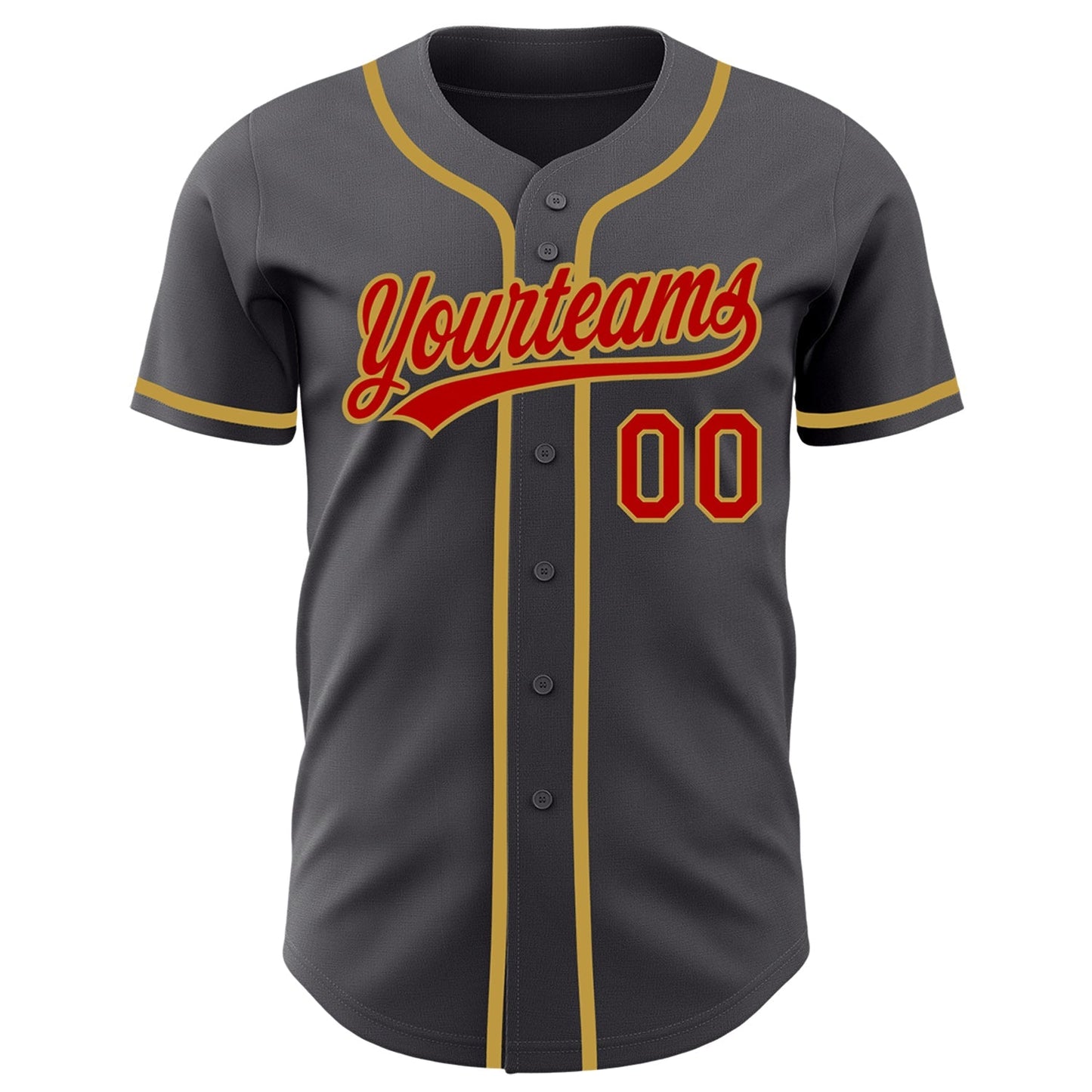 Custom Steel Gray Red-Old Gold Authentic Baseball Jersey baseball jersey product view 2