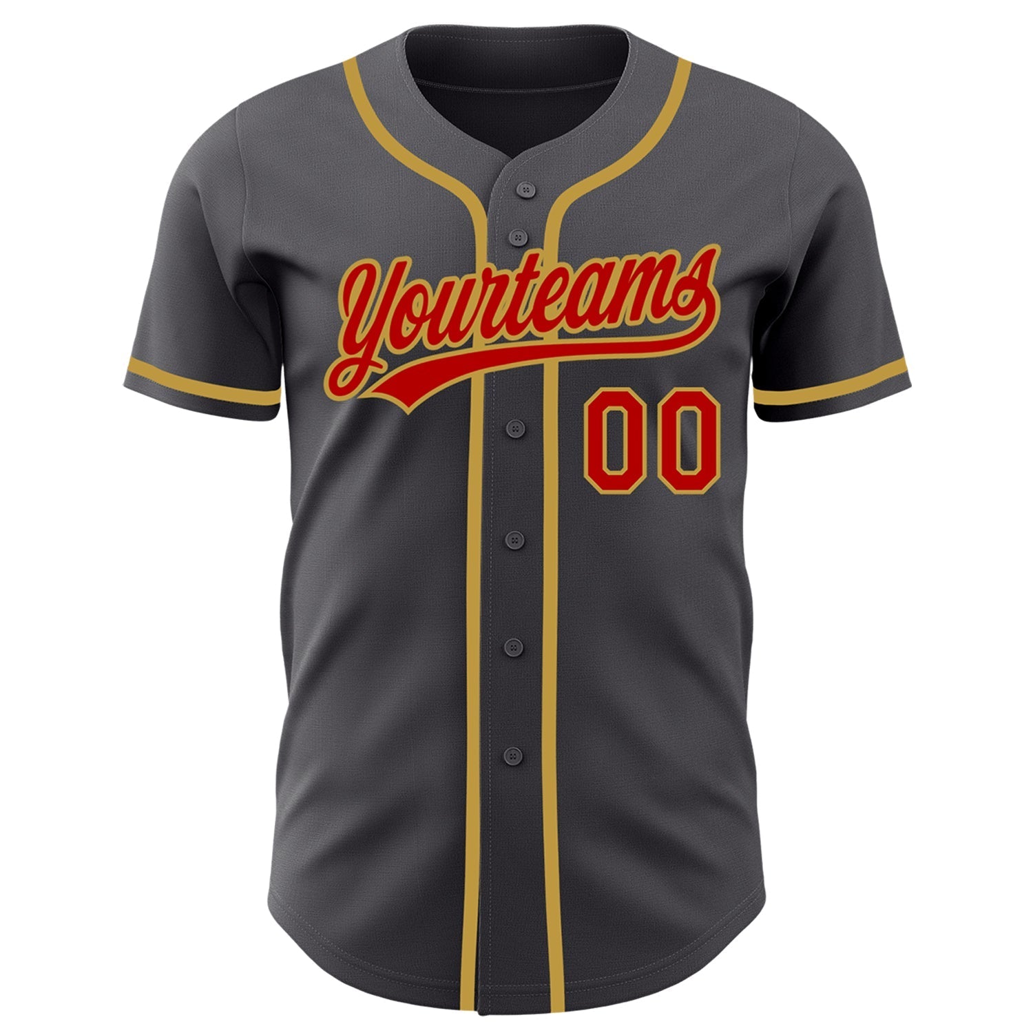 Custom Steel Gray Red-Old Gold Authentic Baseball Jersey baseball jersey product view 2