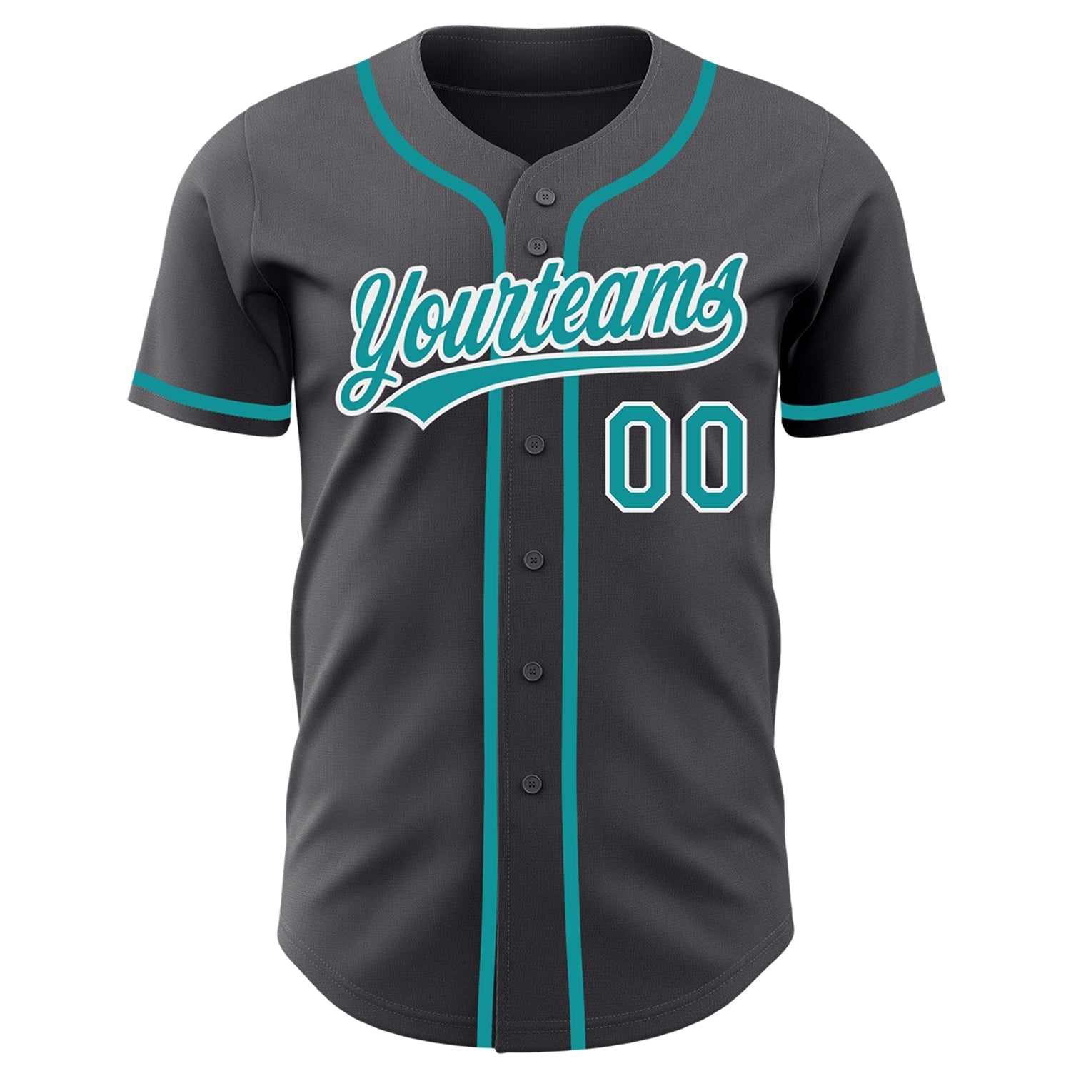 Custom Steel Gray Teal-White Authentic Baseball Jersey baseball jersey product view 2