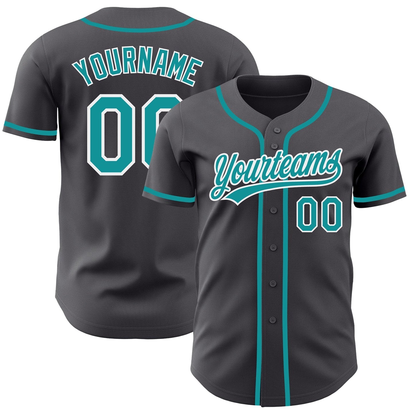 Custom Steel Gray Teal-White Authentic Baseball Jersey baseball jersey product view 1