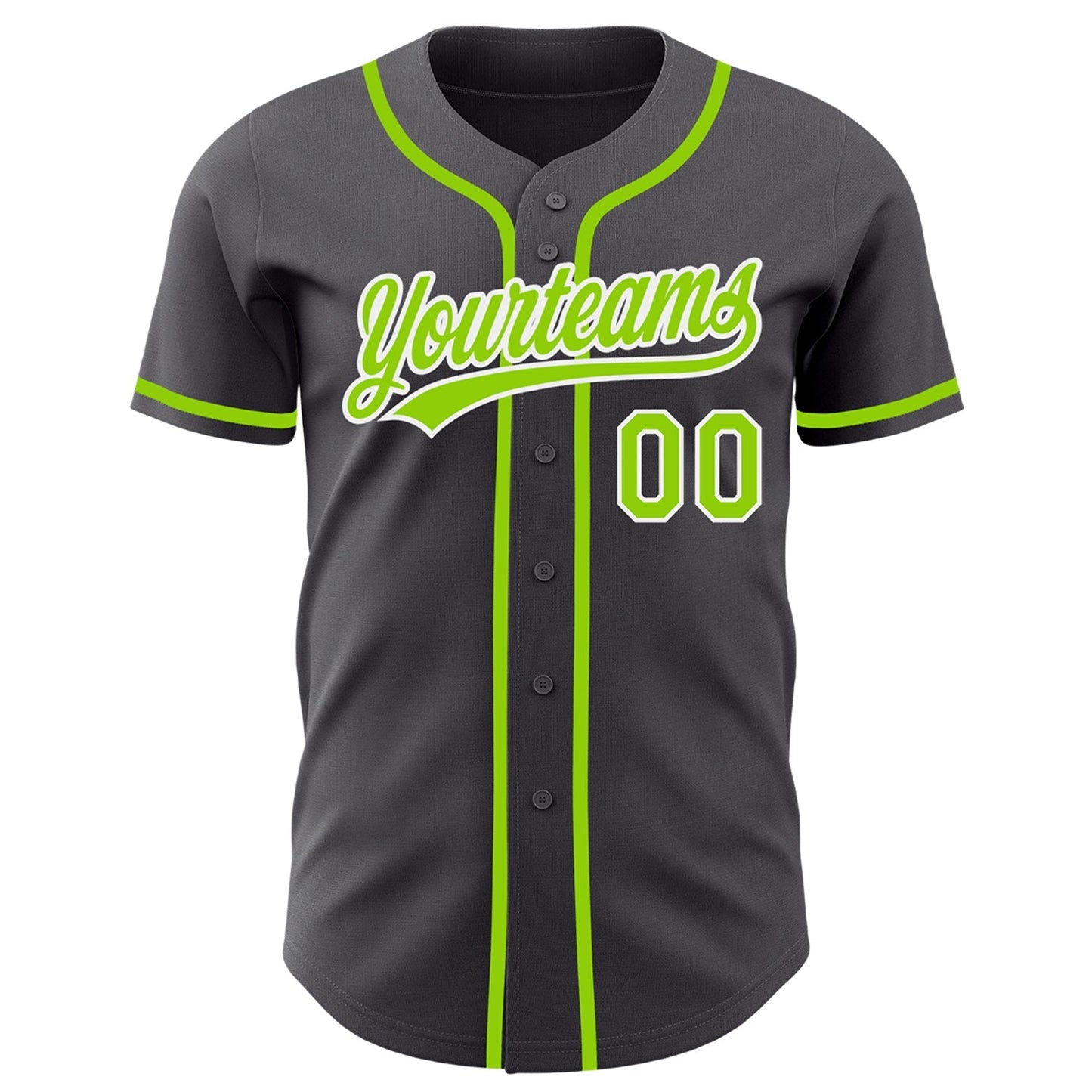 Custom Steel Gray Neon Green-White Authentic Baseball Jersey baseball jersey product view 2