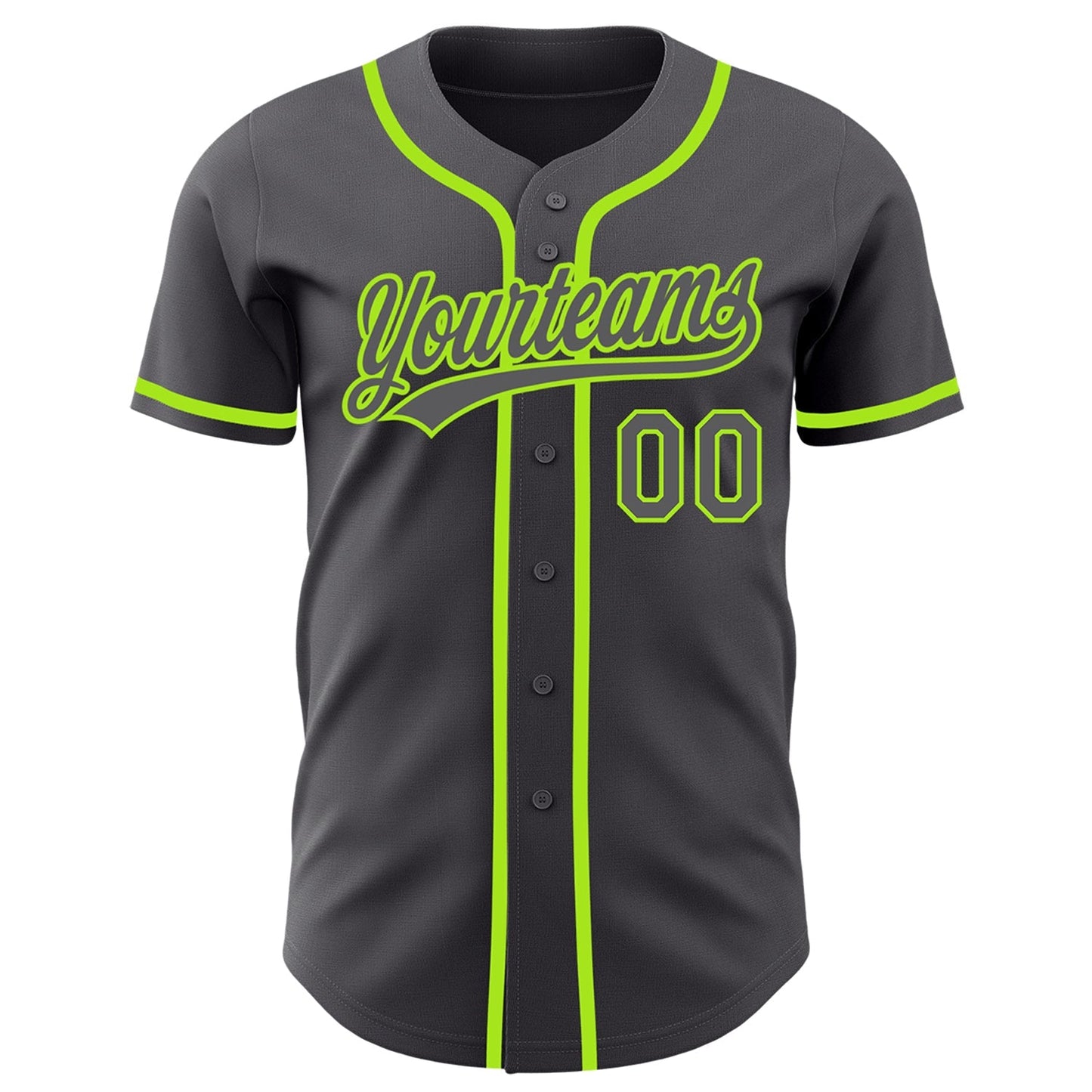 Custom Steel Gray Neon Green Authentic Baseball Jersey baseball jersey product view 2