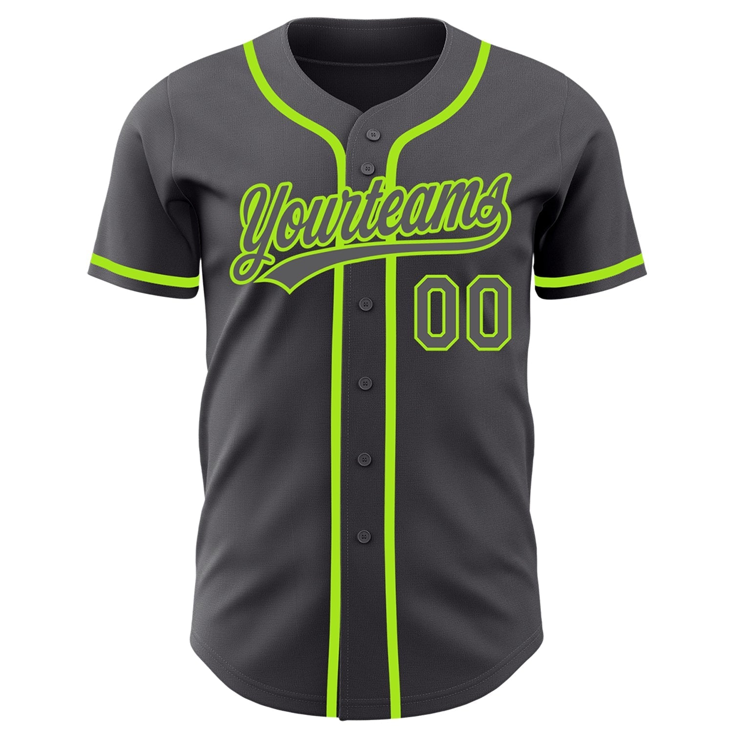 Custom Steel Gray Neon Green Authentic Baseball Jersey baseball jersey product view 2