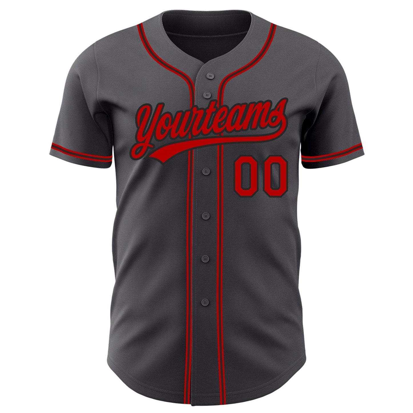 Custom Steel Gray Red-Black Authentic Baseball Jersey baseball jersey product view 2
