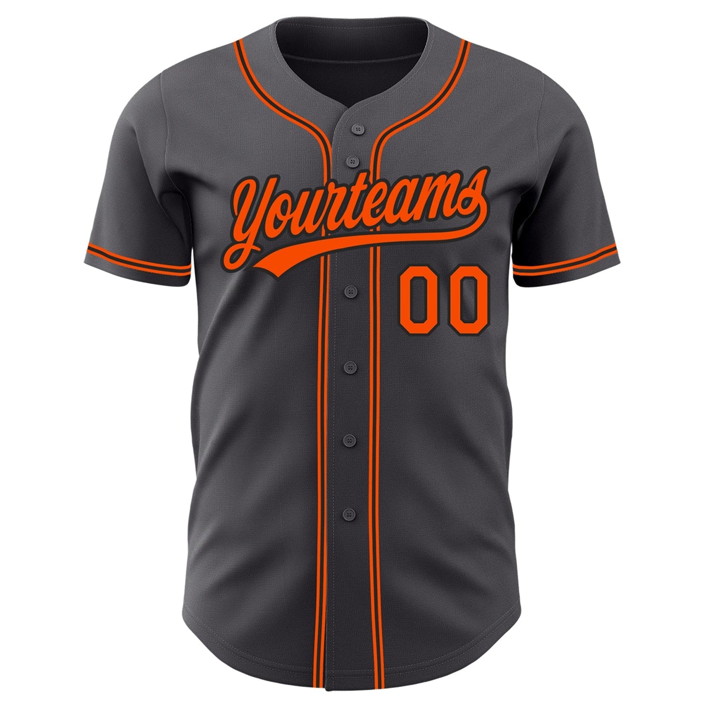 Custom Steel Gray Orange-Black Authentic Baseball Jersey baseball jersey product view 2