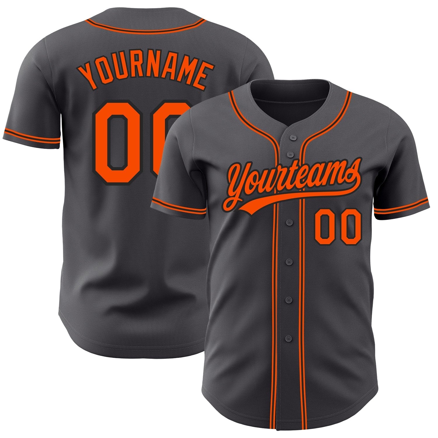 Custom Steel Gray Orange-Black Authentic Baseball Jersey baseball jersey product view 1