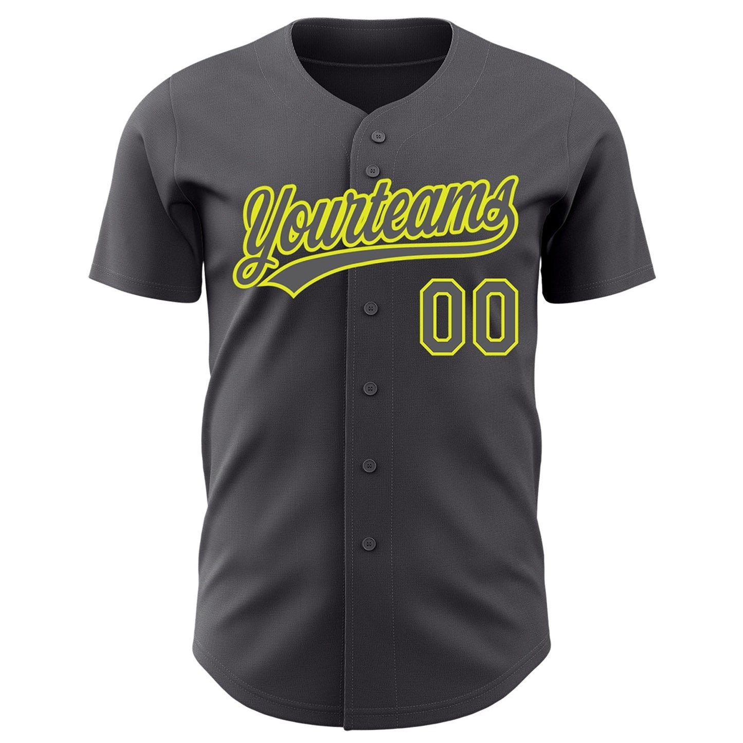 Custom Steel Gray Neon Yellow Authentic Baseball Jersey baseball jersey product view 2