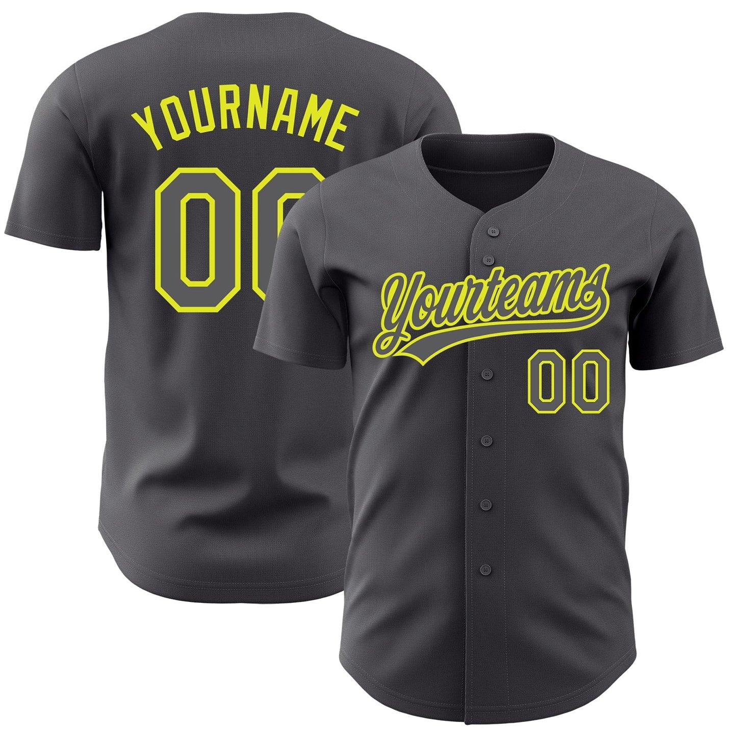 Custom Steel Gray Neon Yellow Authentic Baseball Jersey baseball jersey product view 1