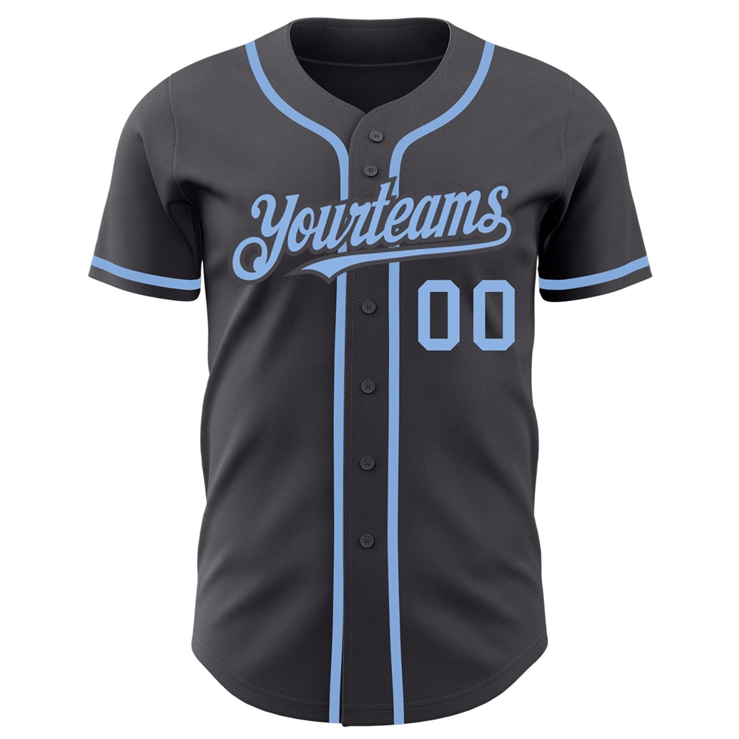 Custom Steel Gray Light Blue Authentic Baseball Jersey baseball jersey product view 2