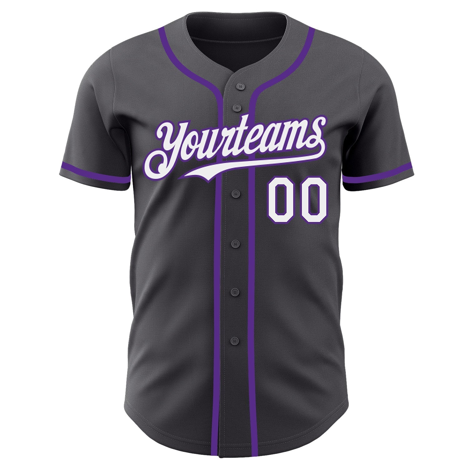Custom Steel Gray White-Purple Authentic Baseball Jersey baseball jersey product view 3