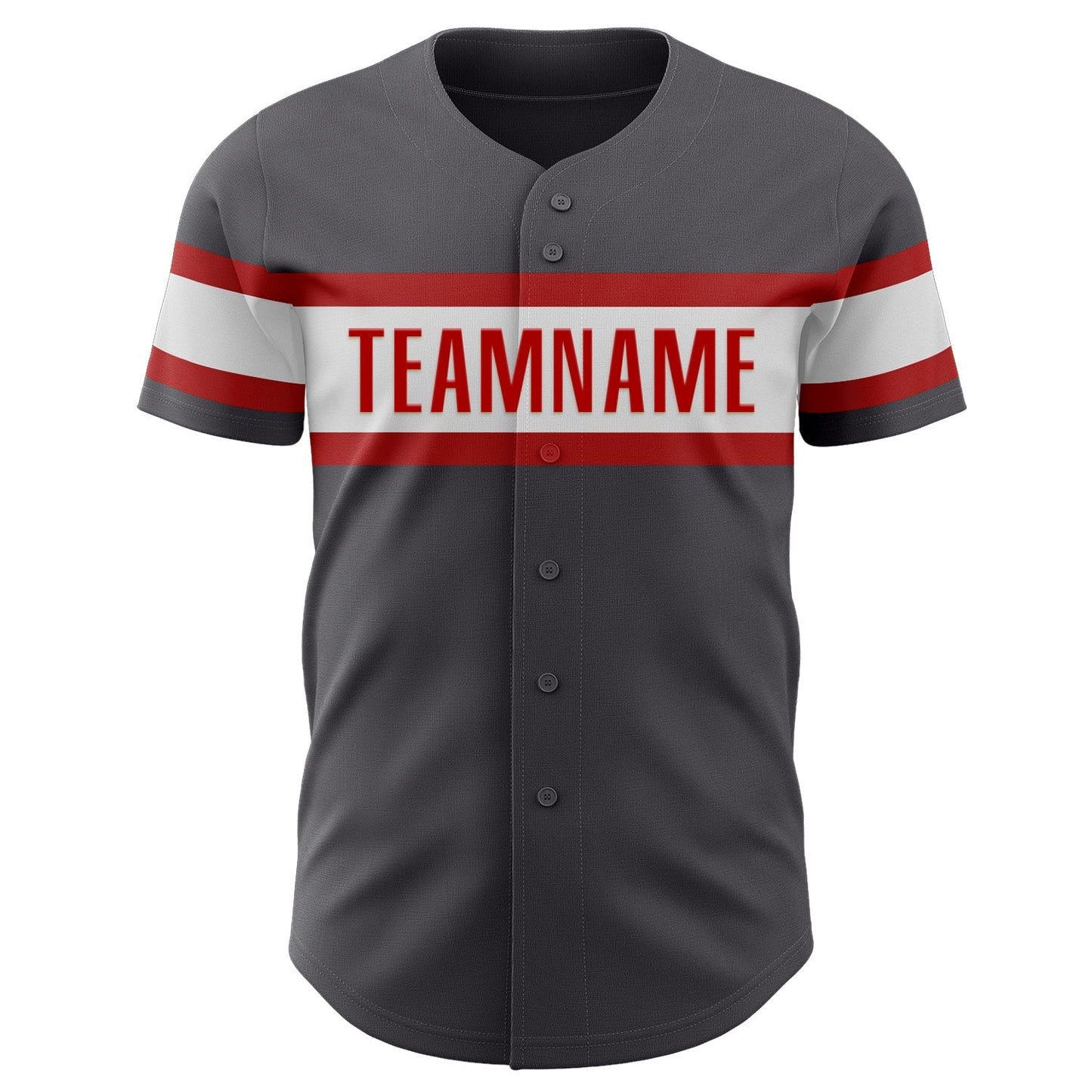 Custom Steel Gray White-Red Authentic Baseball Jersey baseball jersey product view 2