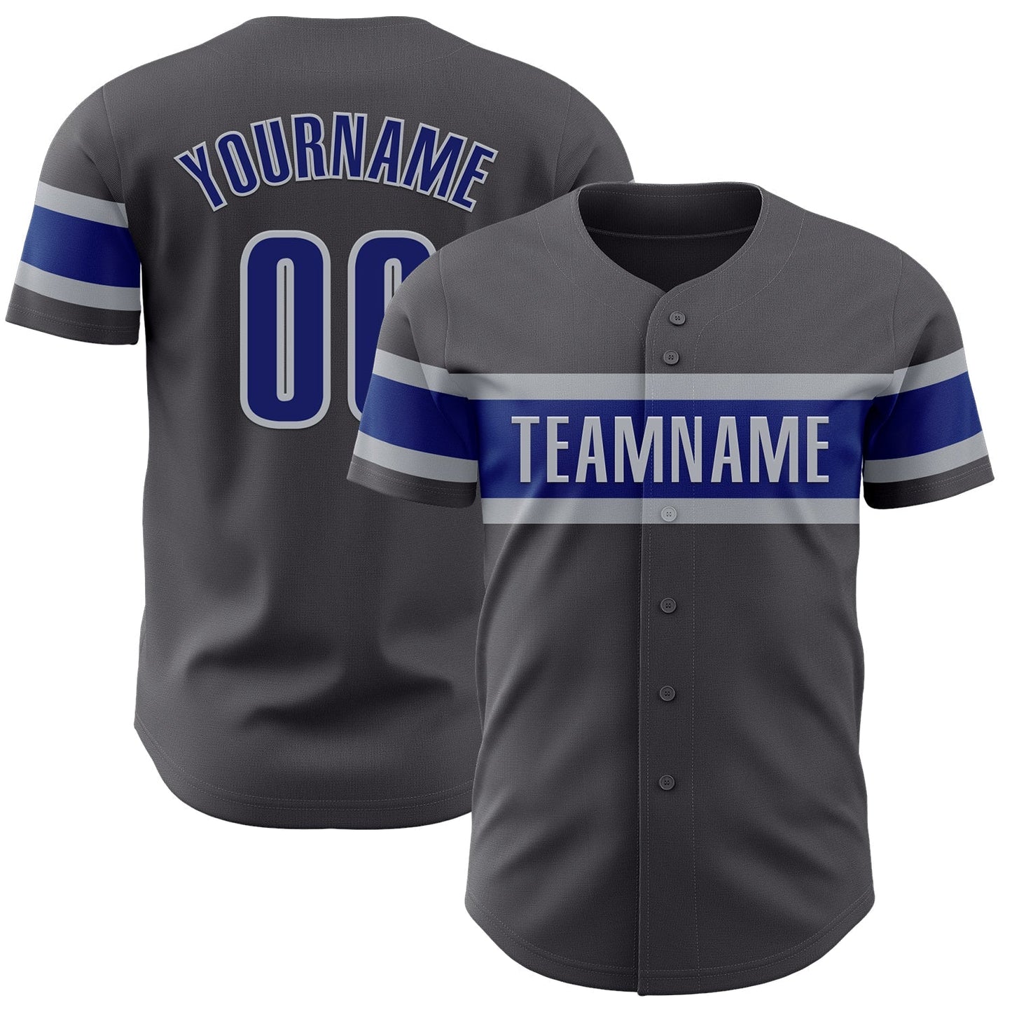 Custom Steel Gray Royal-Gray Authentic Baseball Jersey baseball jersey product view 1