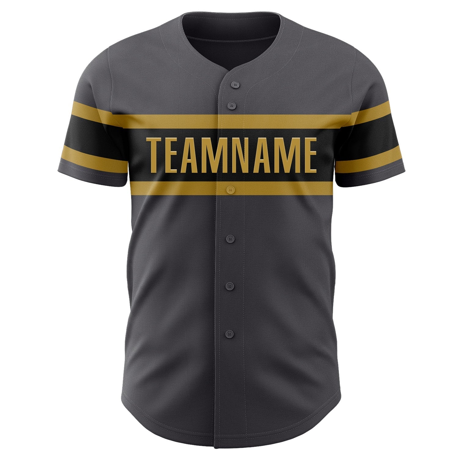Custom Steel Gray Black-Old Gold Authentic Baseball Jersey baseball jersey product view 2