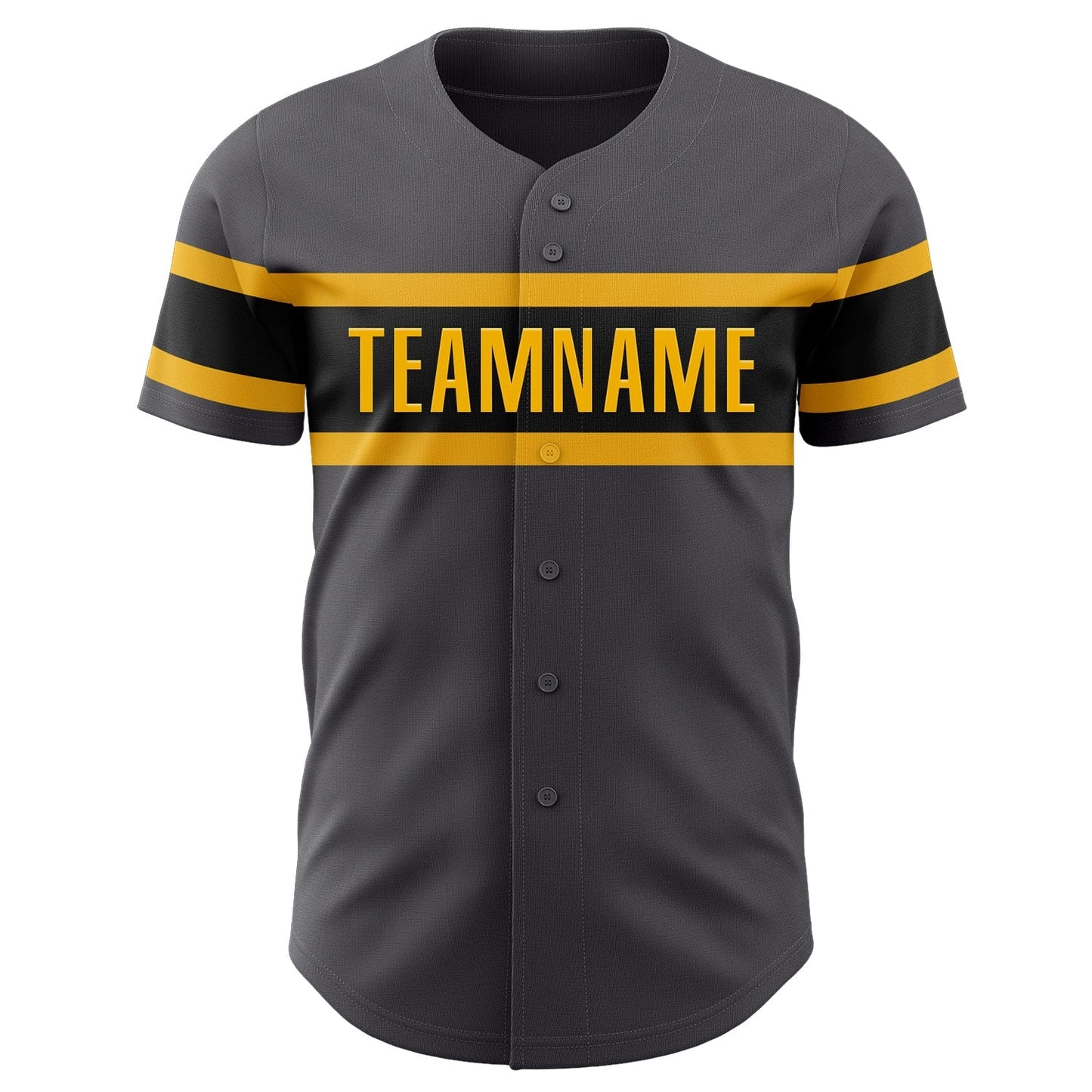 Custom Steel Gray Black-Gold Authentic Baseball Jersey baseball jersey product view 2