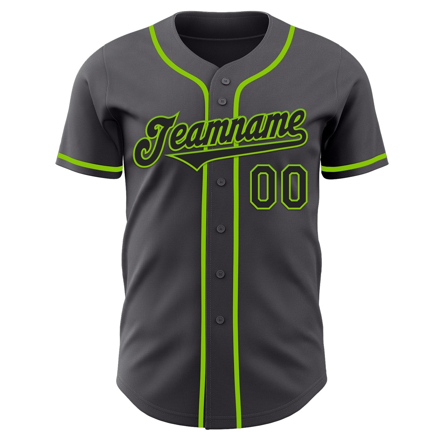 Custom Steel Gray Black-Neon Green Authentic Baseball Jersey baseball jersey product view 2