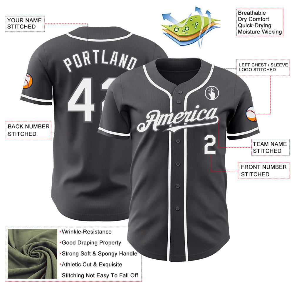 Custom Steel Gray White Authentic Baseball Jersey baseball jersey product view 3