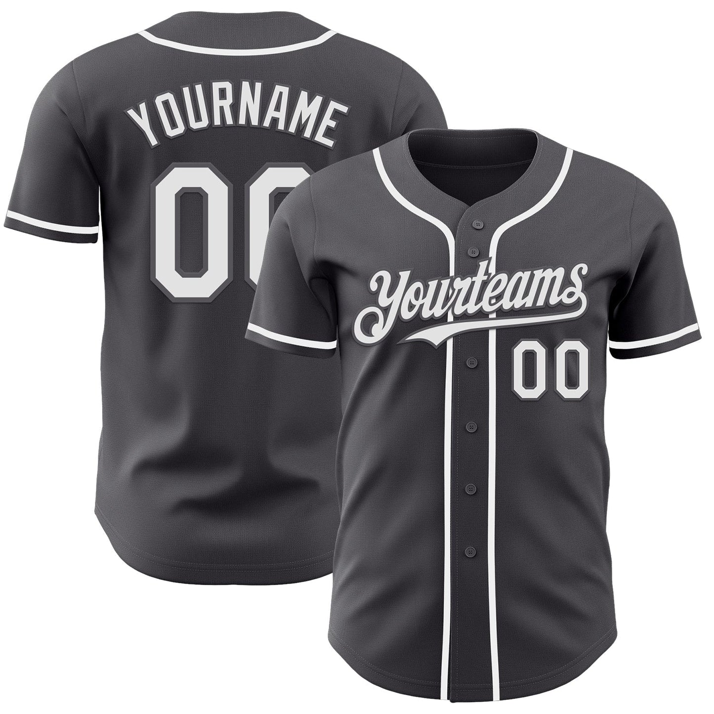 Custom Steel Gray White Authentic Baseball Jersey baseball jersey product view 1
