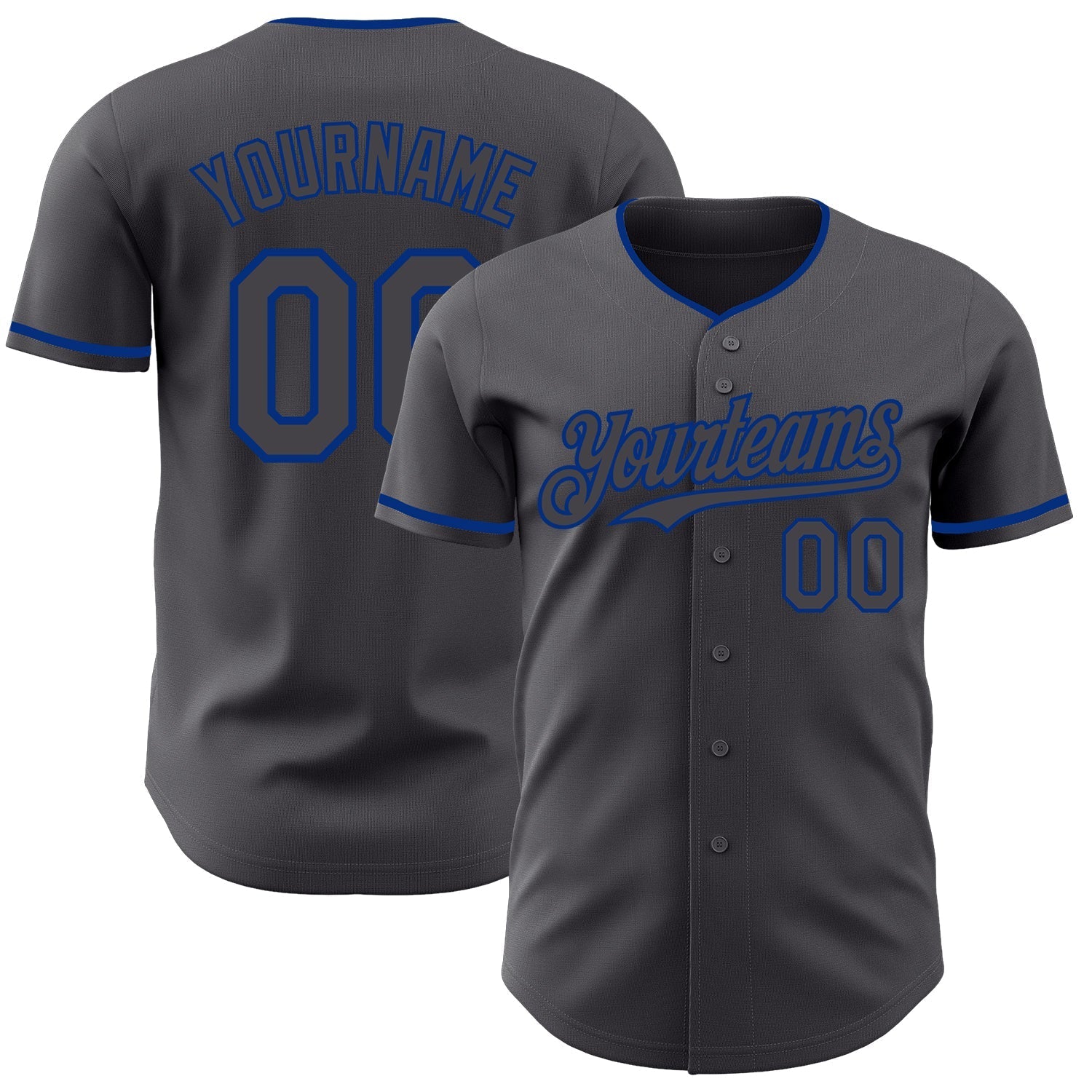 Custom Steel Gray Royal Authentic Baseball Jersey baseball jersey product view 1