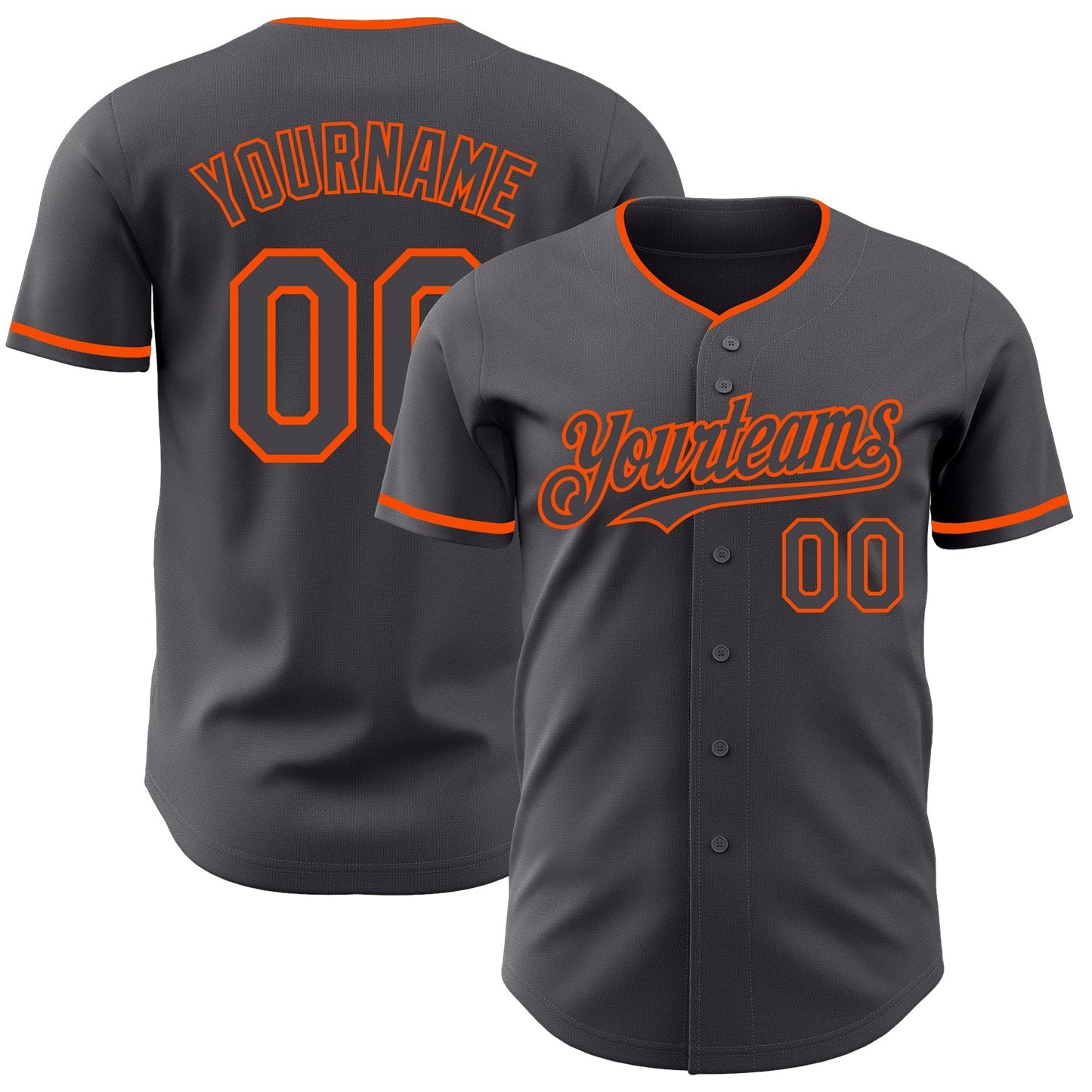 Custom Steel Gray Orange Authentic Baseball Jersey baseball jersey product view 1