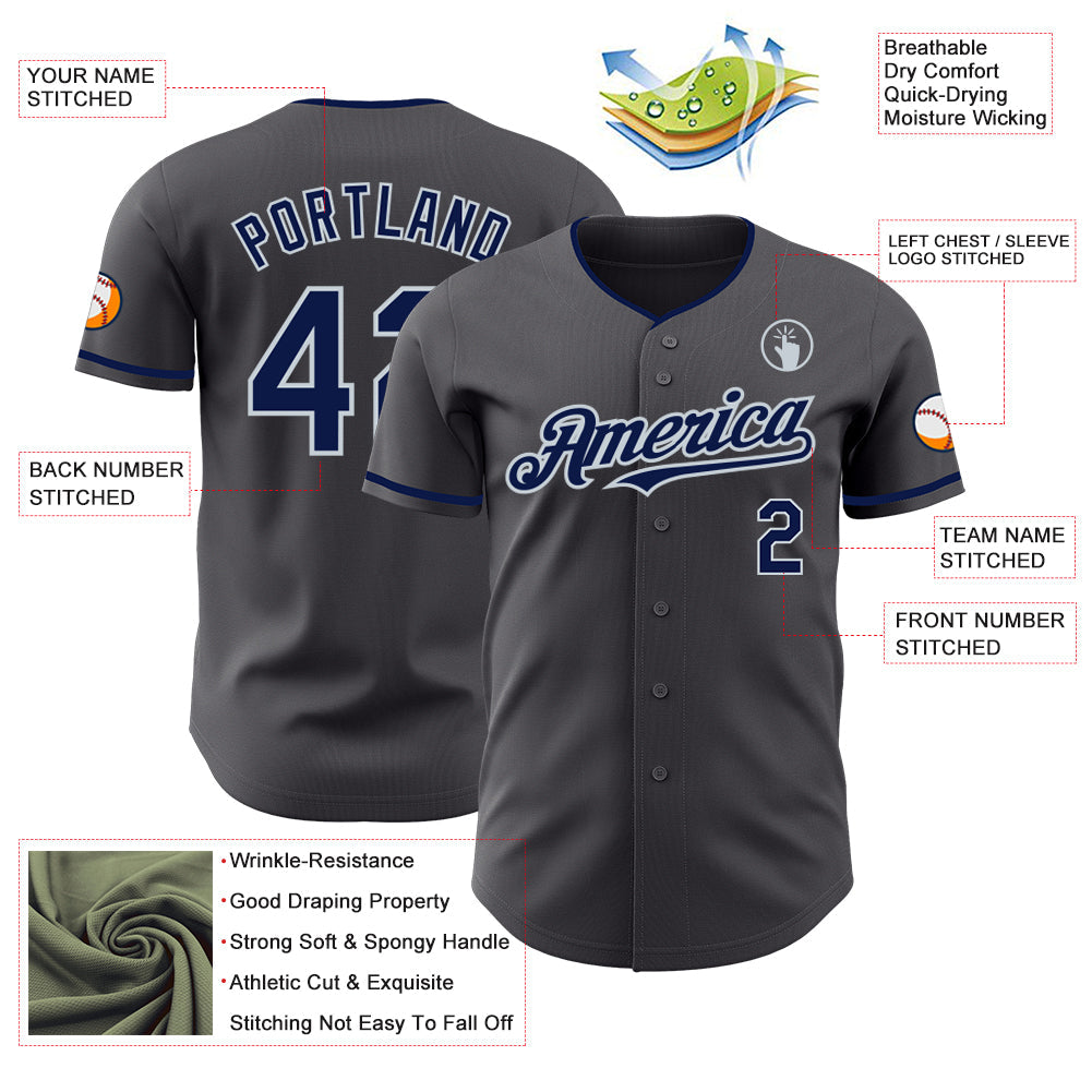 Custom Steel Gray Silver Authentic Baseball Jersey baseball jersey product view 3