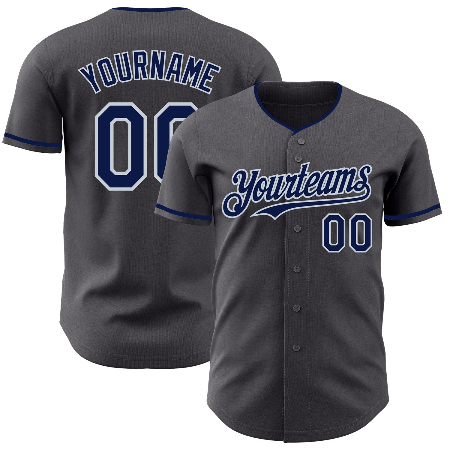 Custom Steel Gray Silver Authentic Baseball Jersey baseball jersey product view 1
