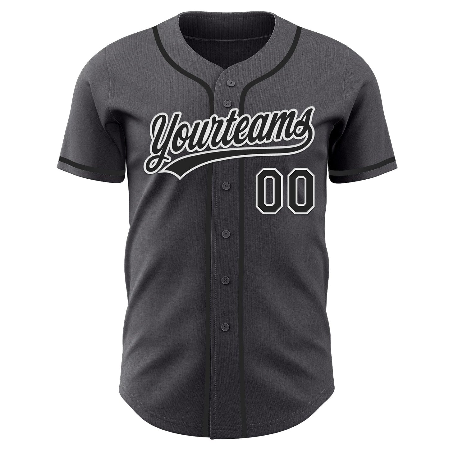 Custom Steel Gray Black-White Authentic Baseball Jersey baseball jersey product view 2