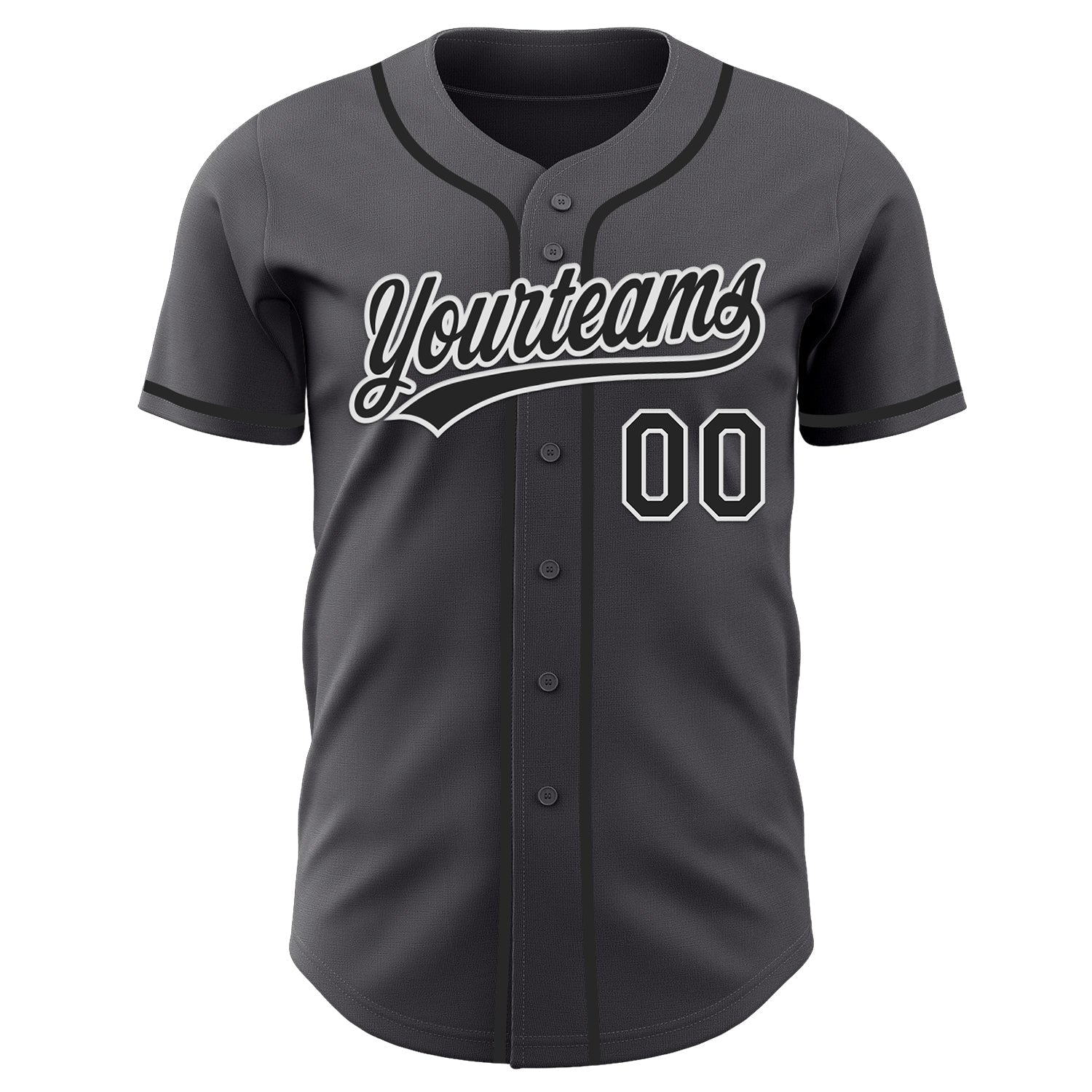 Custom Steel Gray Black-White Authentic Baseball Jersey baseball jersey product view 2