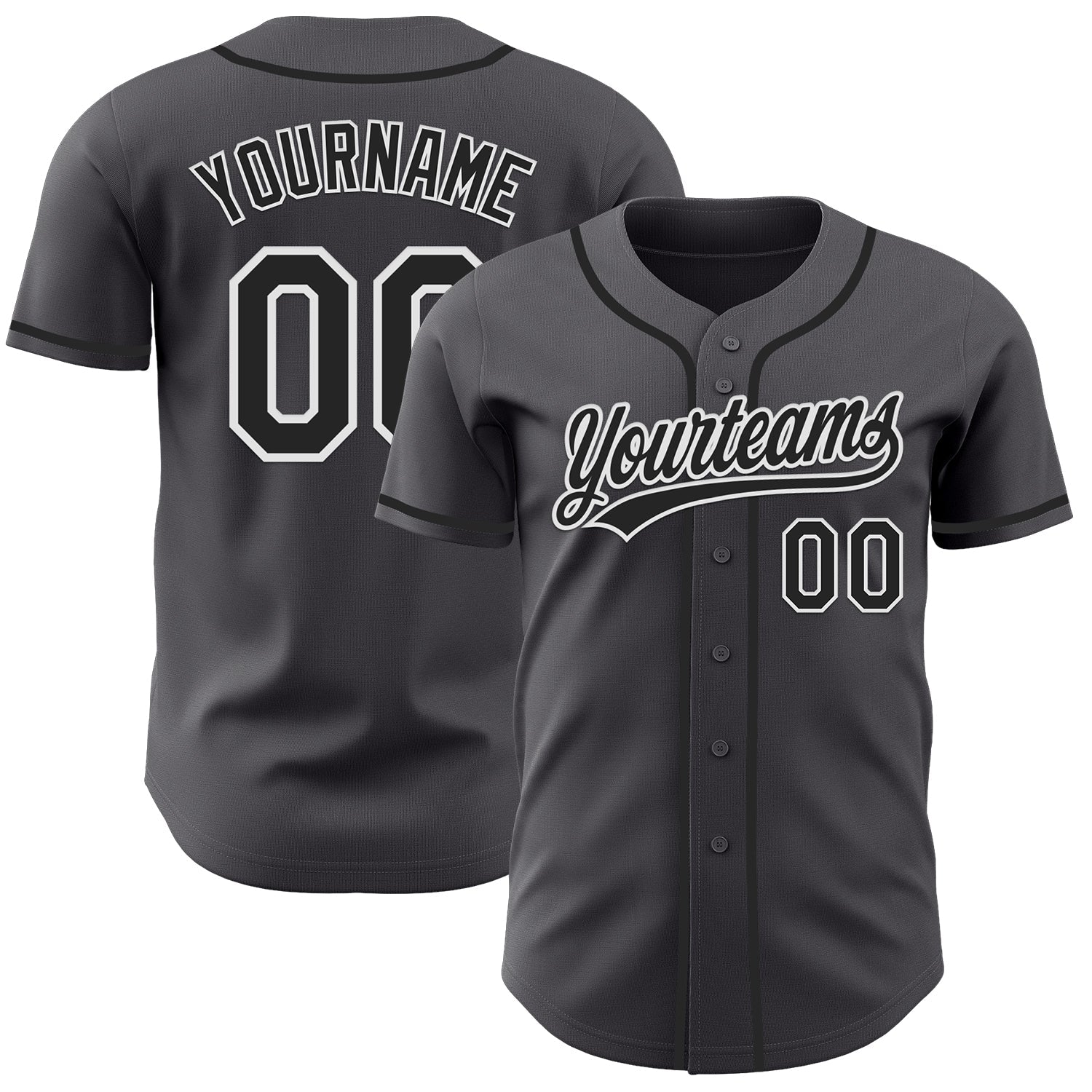 Custom Steel Gray Black-White Authentic Baseball Jersey baseball jersey product view 1