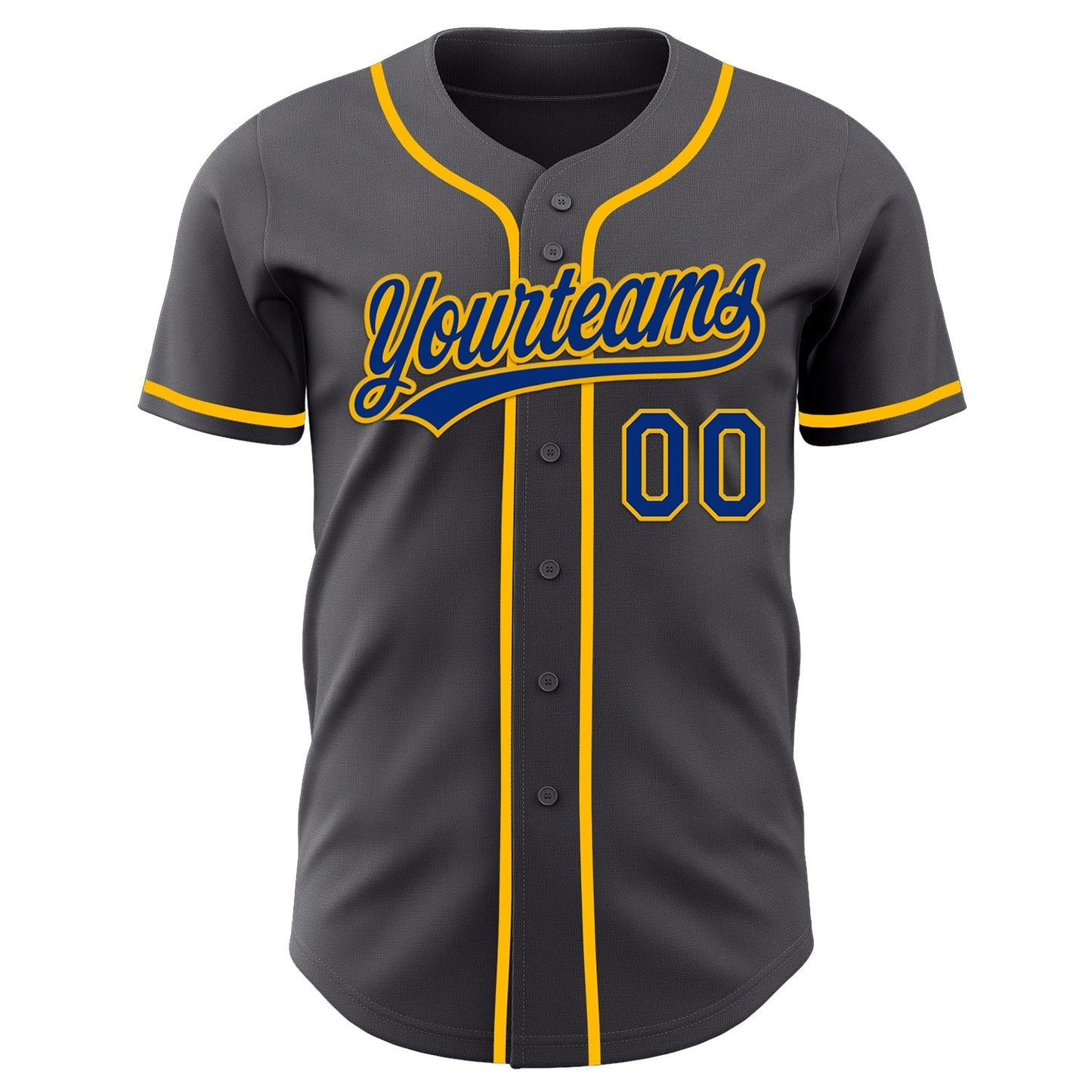 Custom Steel Gray Royal-Gold Authentic Baseball Jersey baseball jersey product view 2