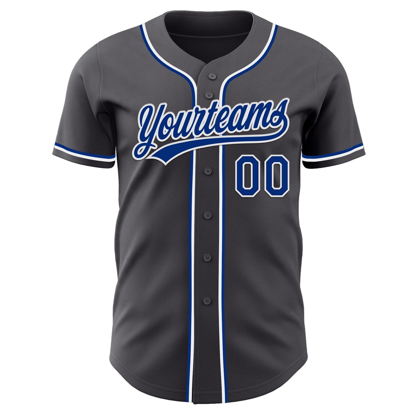 Custom Steel Gray Royal-White Authentic Baseball Jersey baseball jersey product view 2