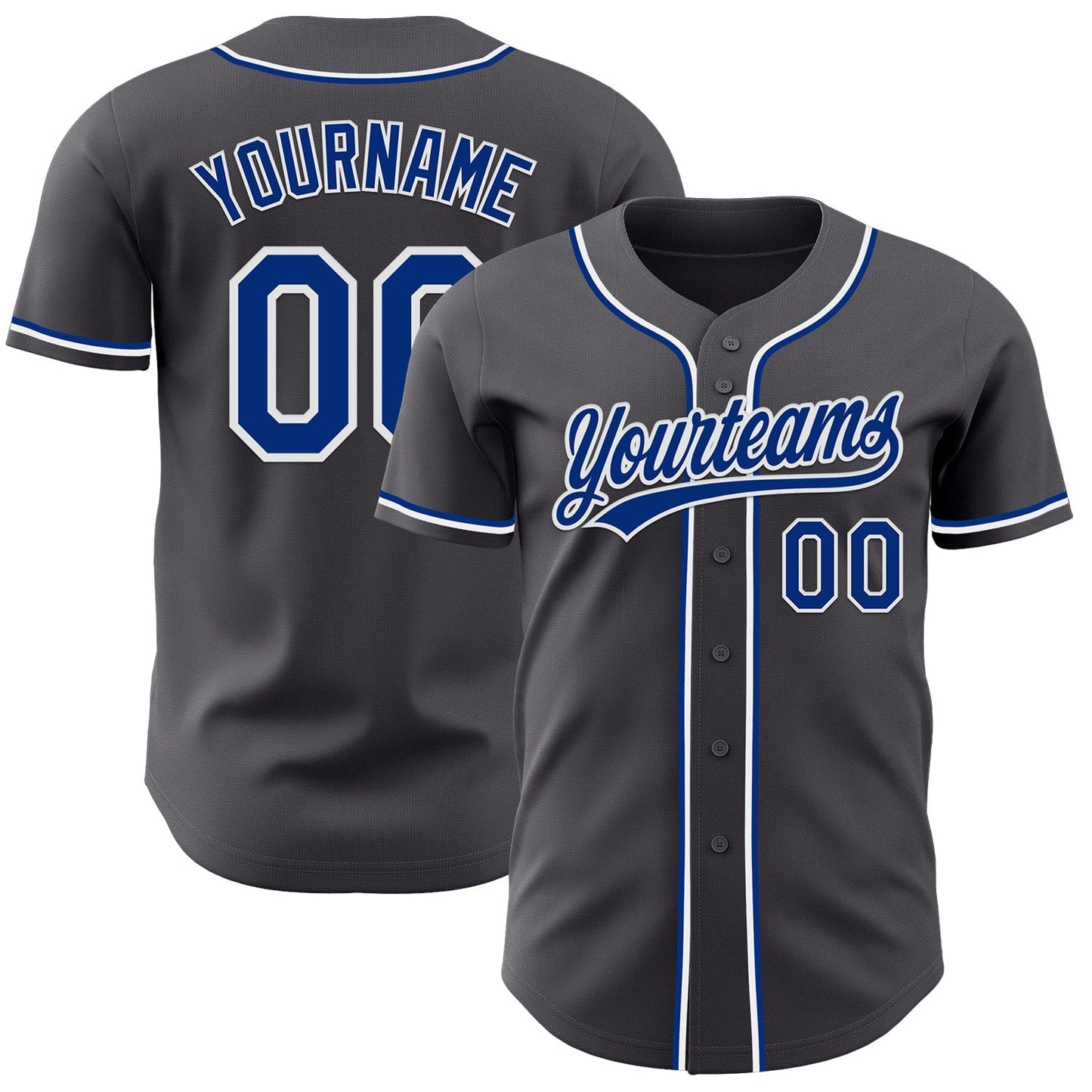Custom Steel Gray Royal-White Authentic Baseball Jersey baseball jersey product view 1