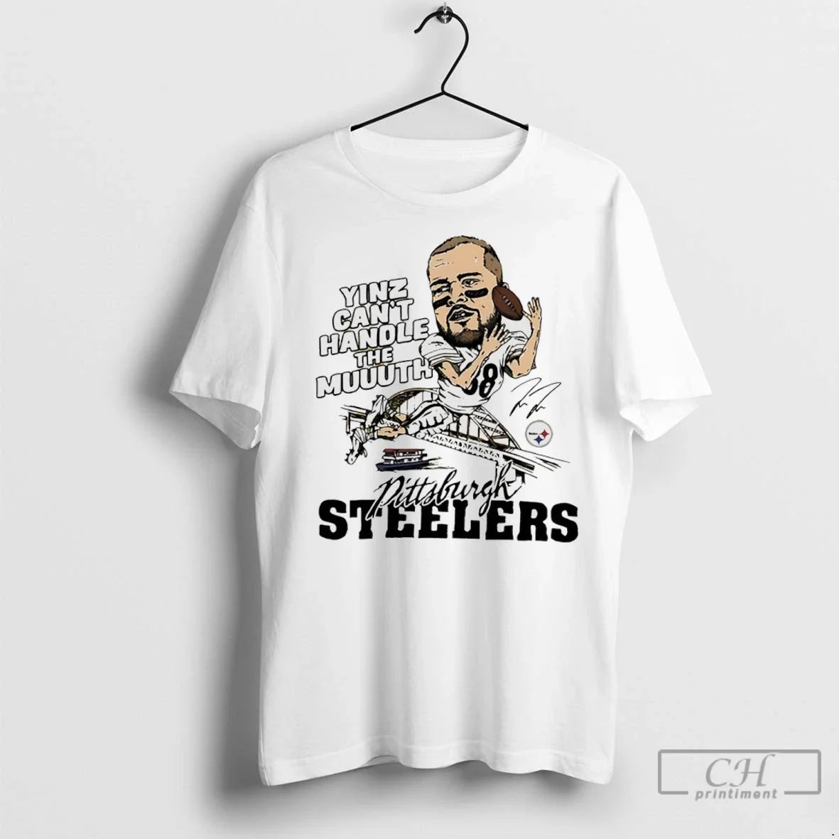 Steelers Pat Freiermuth Yinz Cant Handle The Muuuth Signature T Shirts Unisex T-shirt, Sweatshirt, Hoodie, Long Sleeve Tee - T-Shirt, Sweatshirt, Hoodie