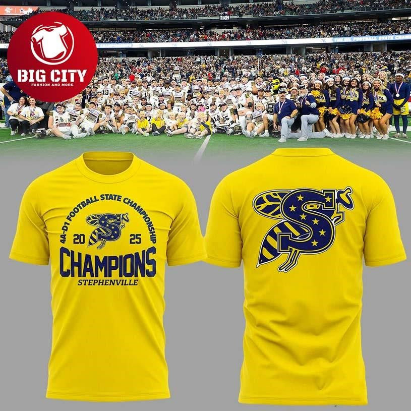 Stephenville Yellow Jackets 2025 Champions Two Sided Shirt Unisex T-shirt, Sweatshirt, Hoodie, Long Sleeve Tee - T-Shirt, Sweatshirt, Hoodie