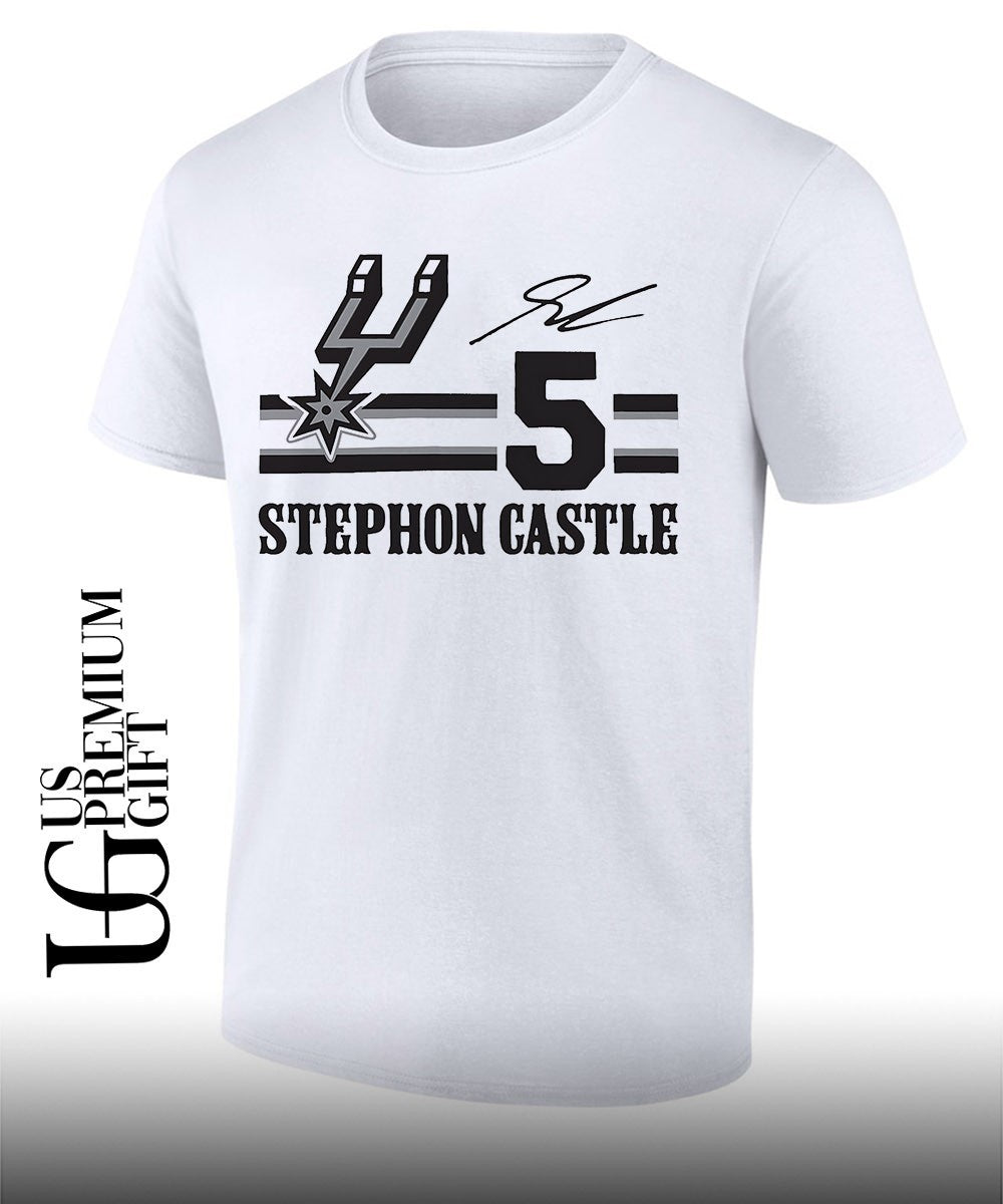 Stephon Castle San Antonio Spurs NBA signature name and number retro shirt Unisex T-shirt, Sweatshirt, Hoodie, Long Sleeve Tee - T-Shirt, Sweatshirt, Hoodie
