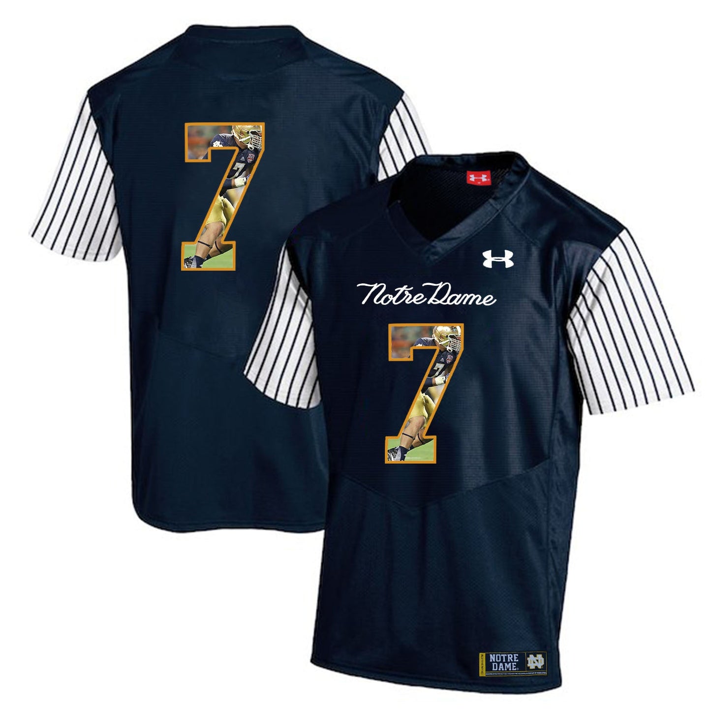 Stephon Tuitt 7 Striped Blue College Football Jersey football jersey product view 1