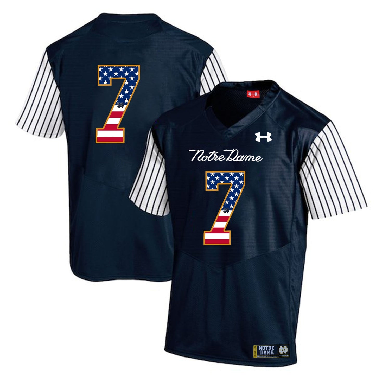 Stephon Tuitt 7 Striped Blue .1jpg College Football Jersey football jersey product view 1