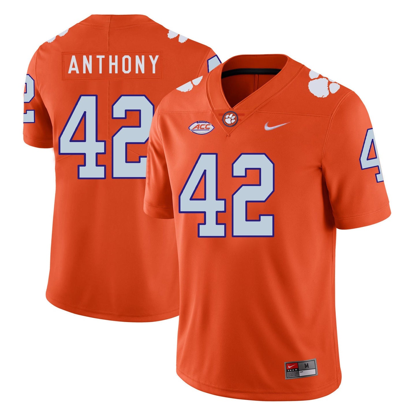 Stephone Anthony 42 Orange Style 1 College Football Jersey football jersey product view 1