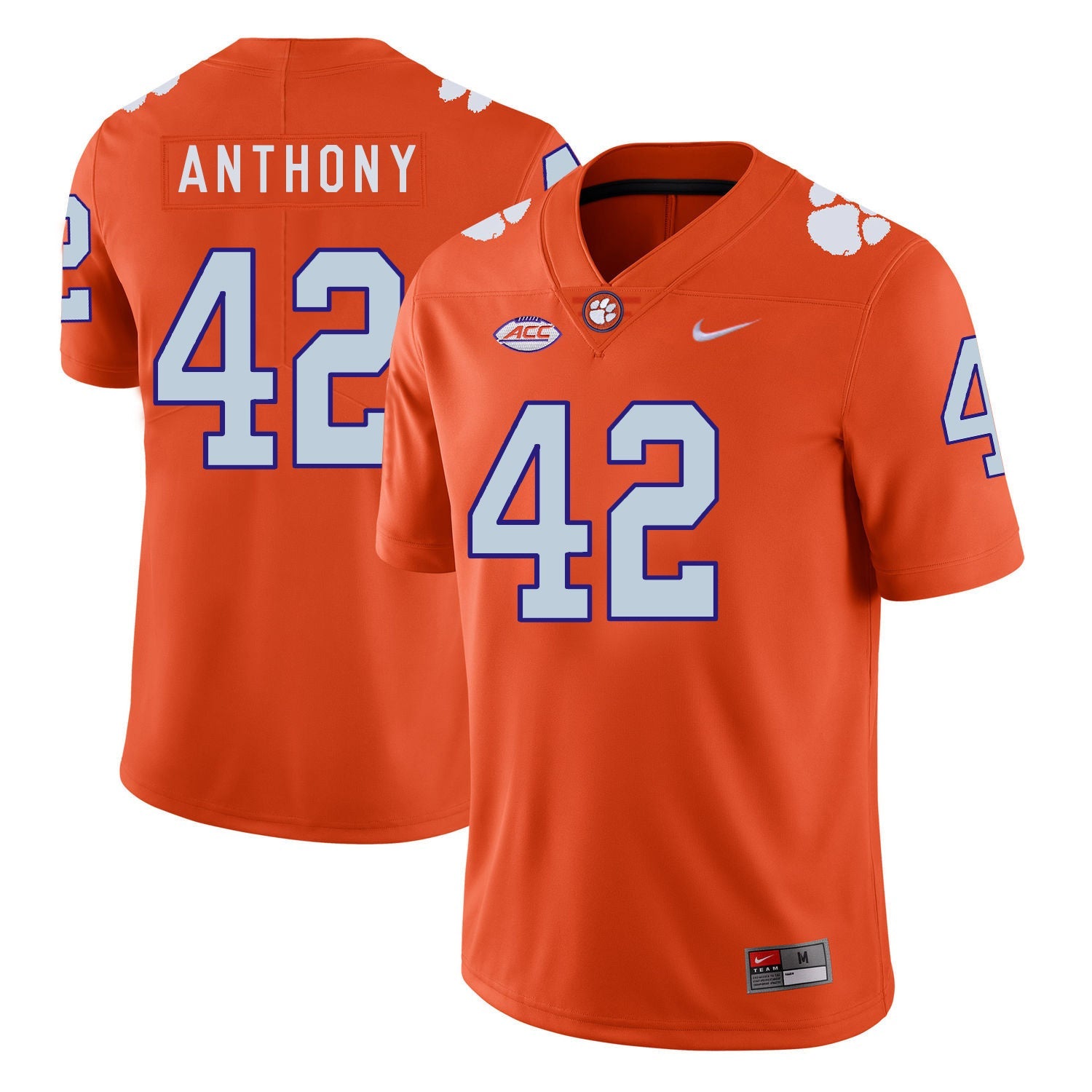 Stephone Anthony 42 Orange Style 1 College Football Jersey football jersey product view 1