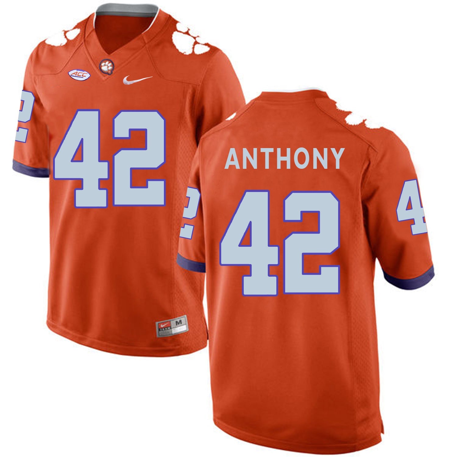 Stephone Anthony 42 Orange Style 2 College Football Jersey football jersey product view 1