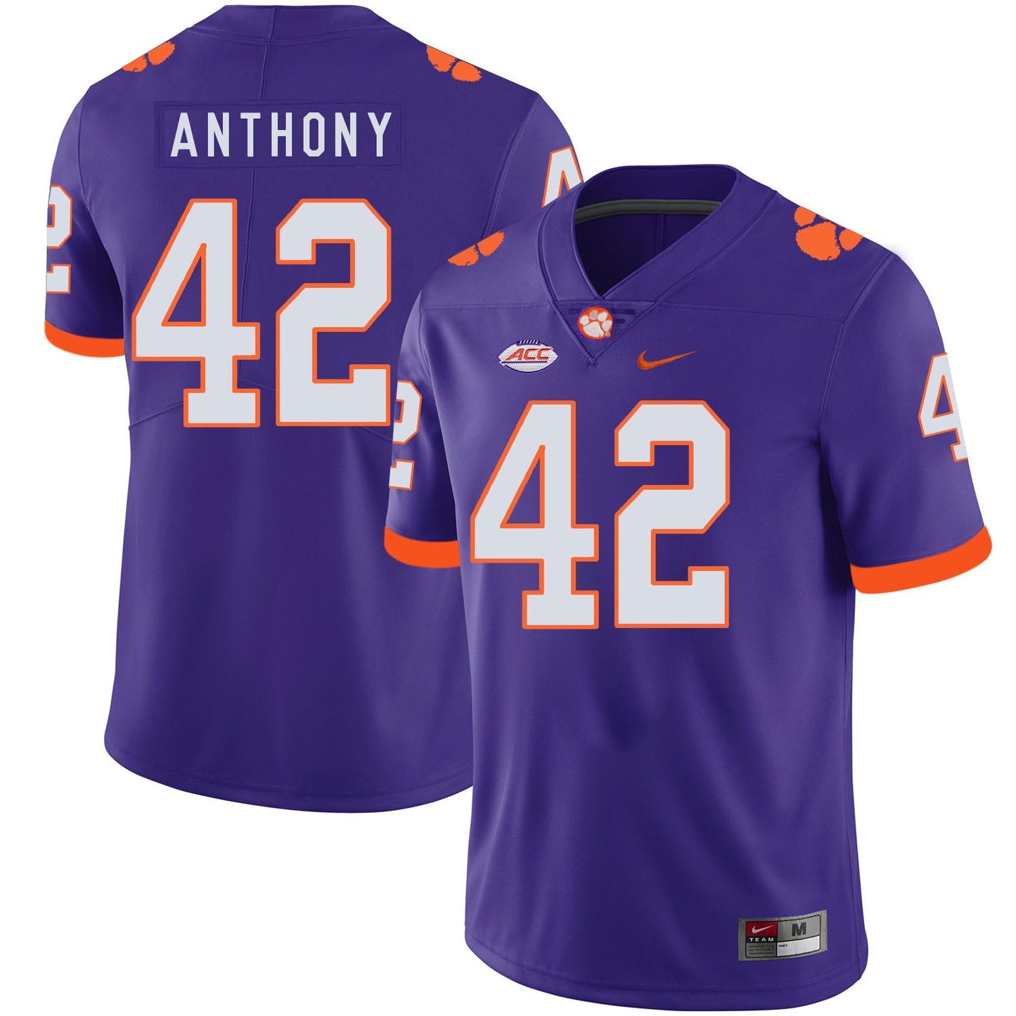 Stephone Anthony 42 Purple Style 1 College Football Jersey football jersey product view 1
